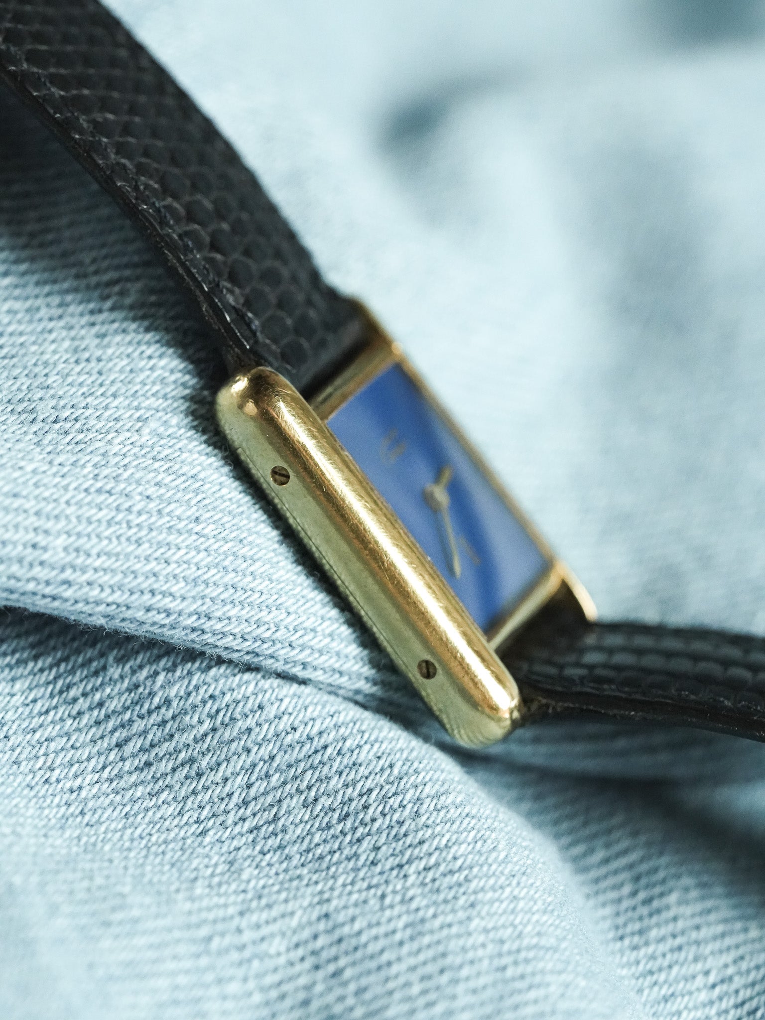 Cartier - Tank SM Must Vermeil Lapis Lazuli - 1980s - Atelier Victor - Vintage Shop