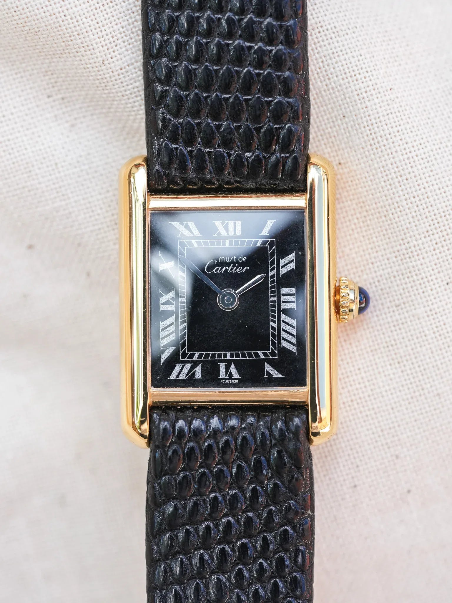 Cartier - Tank SM Must Black Vermeil Spider - 1980s