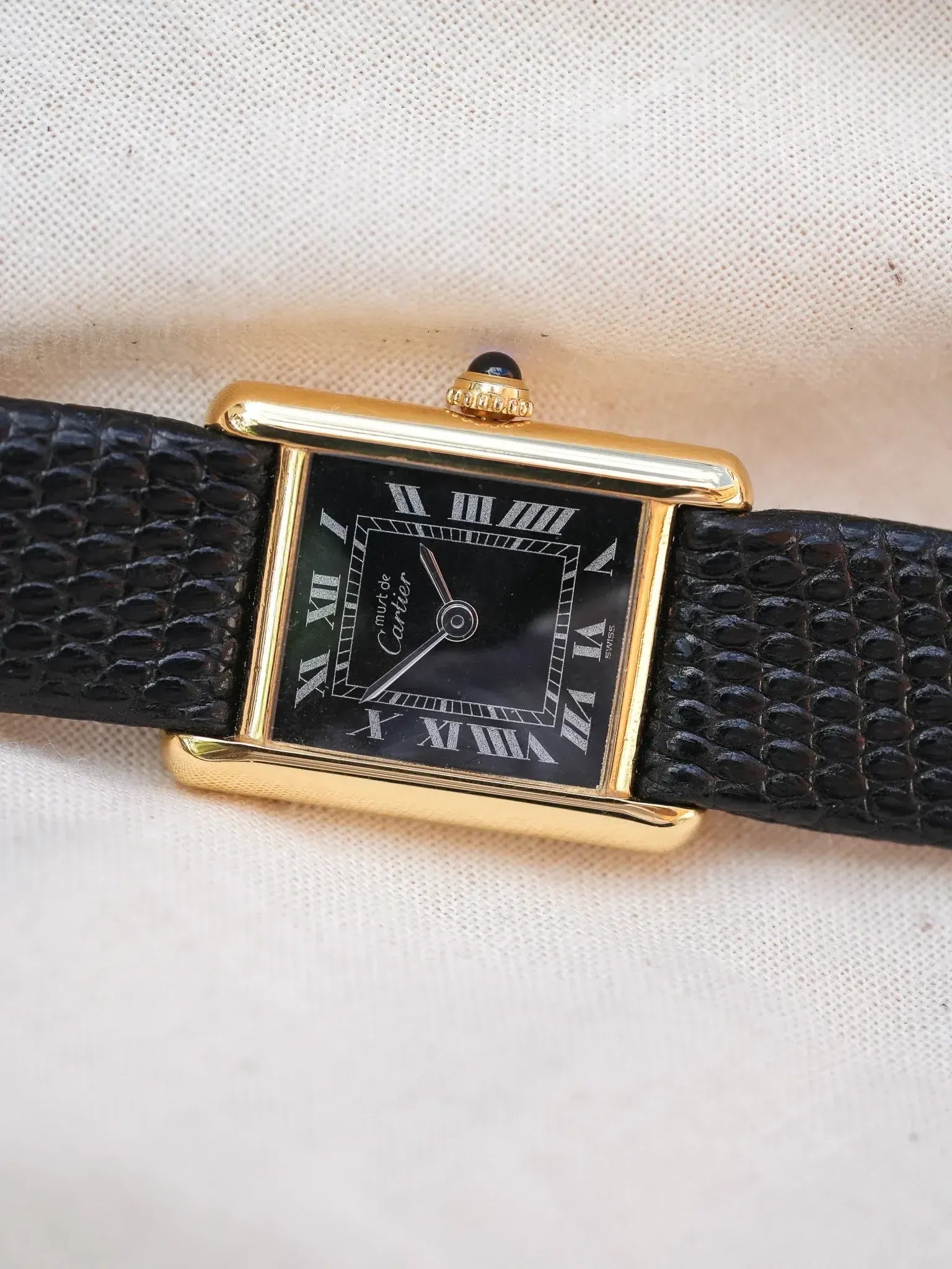 Cartier - Tank SM Must Vermeil Noir Spider - 1980s - Atelier Victor