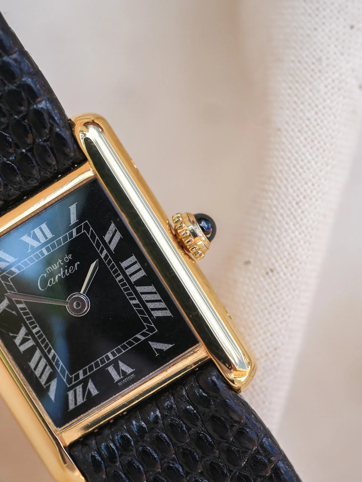 Cartier - Tank SM Must Vermeil Noir Spider - 1980s - Atelier Victor
