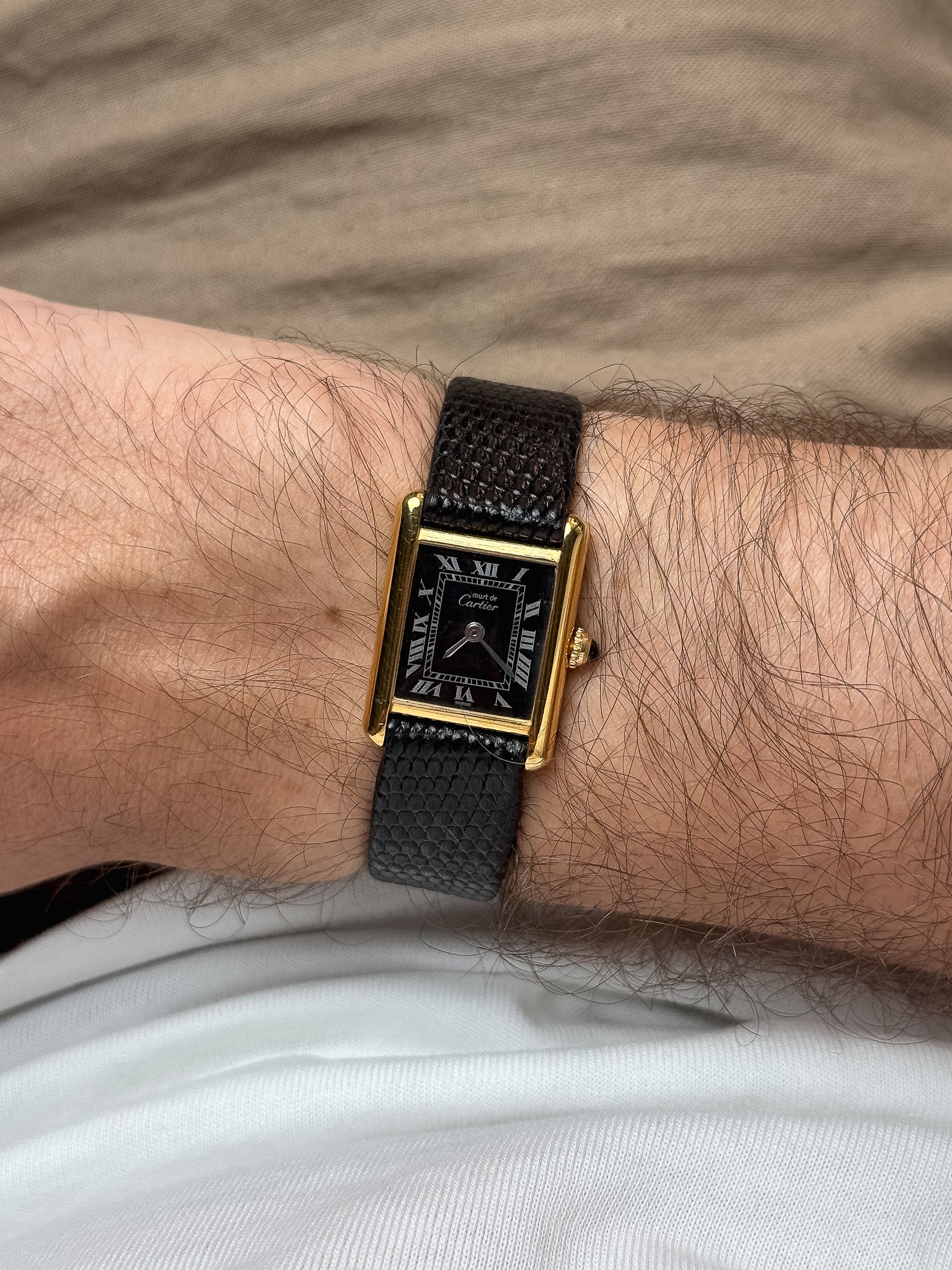 Cartier - Tank SM Must Vermeil Noir Spider - 1980s - Atelier Victor - Vintage Shop