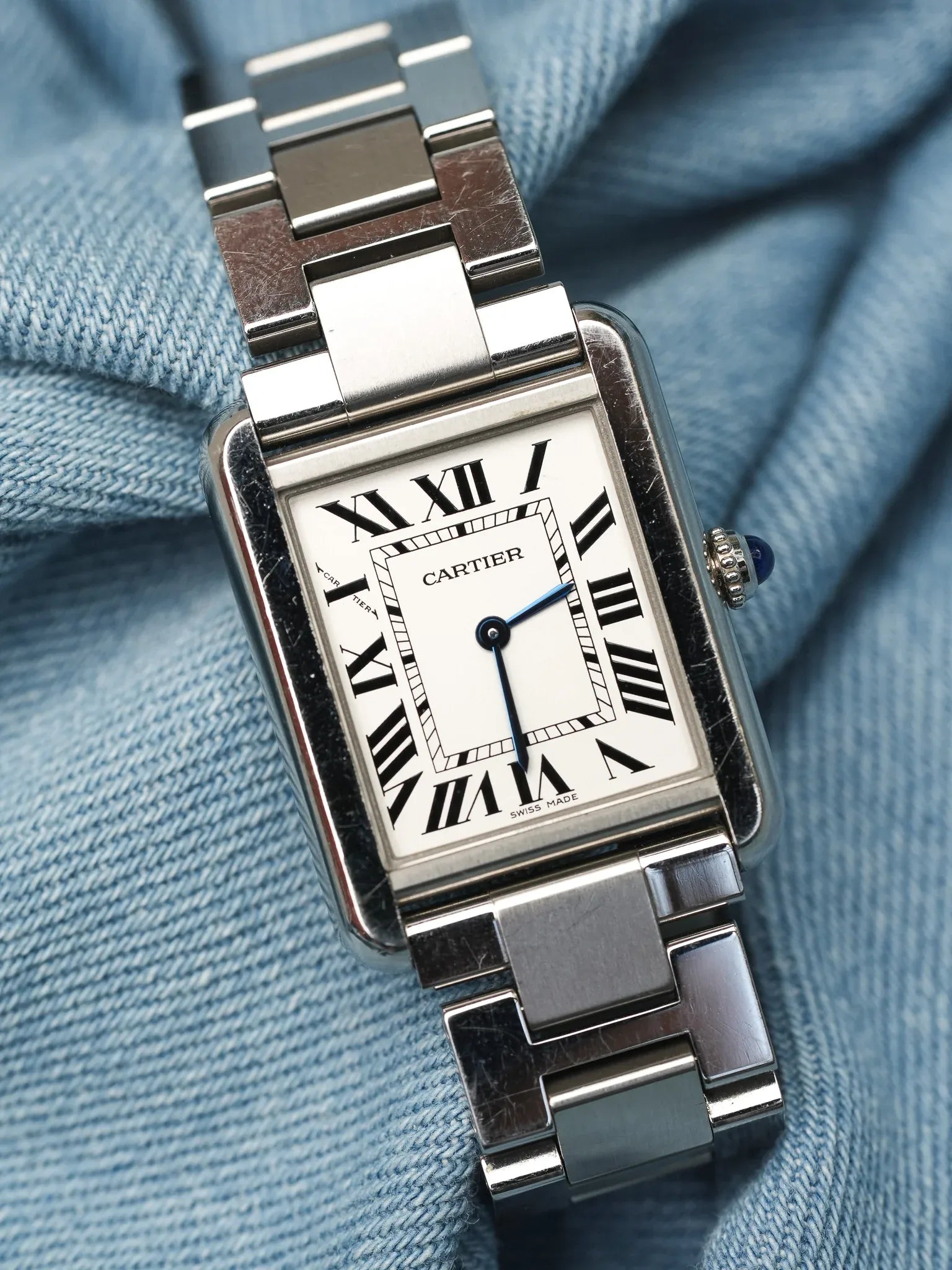 Cartier - Tank Solo 3170 bracelet acier unisexe - 2010s - Atelier Victor - Vintage Shop