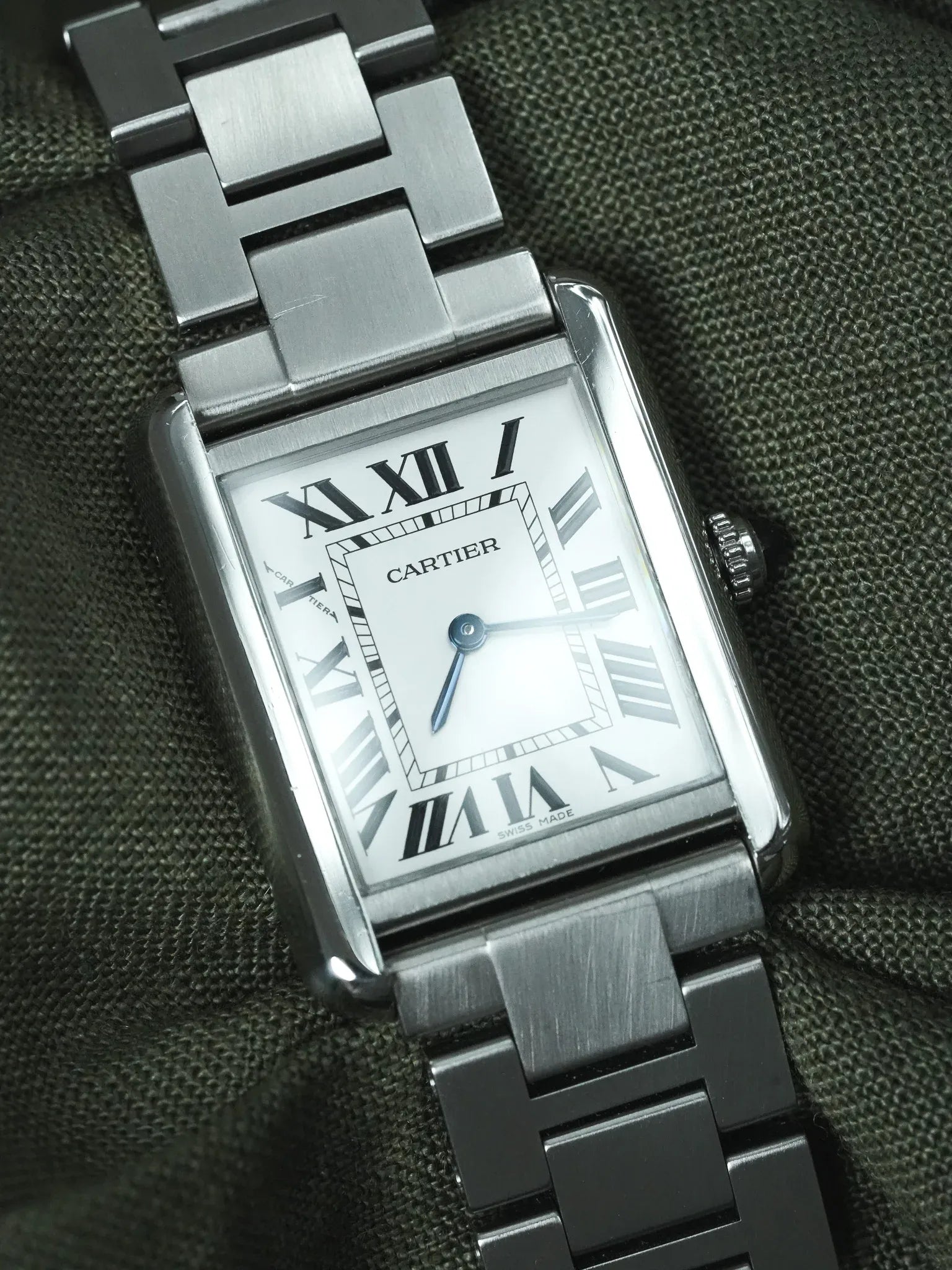 Cartier - Tank Solo Medium ref: 3170 Steel Bracelet Silver Dial - 2000s