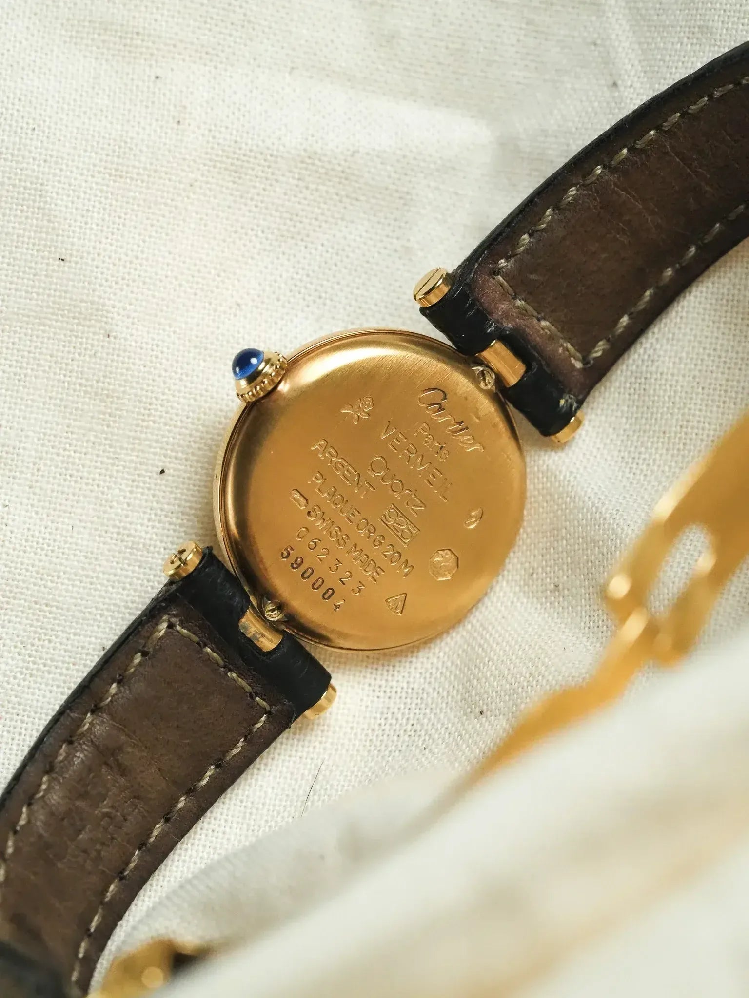 Cartier - Vendôme 590004 Must Vermeil Cadran Blanc Gris Boucle déployante - 1990s - Atelier Victor