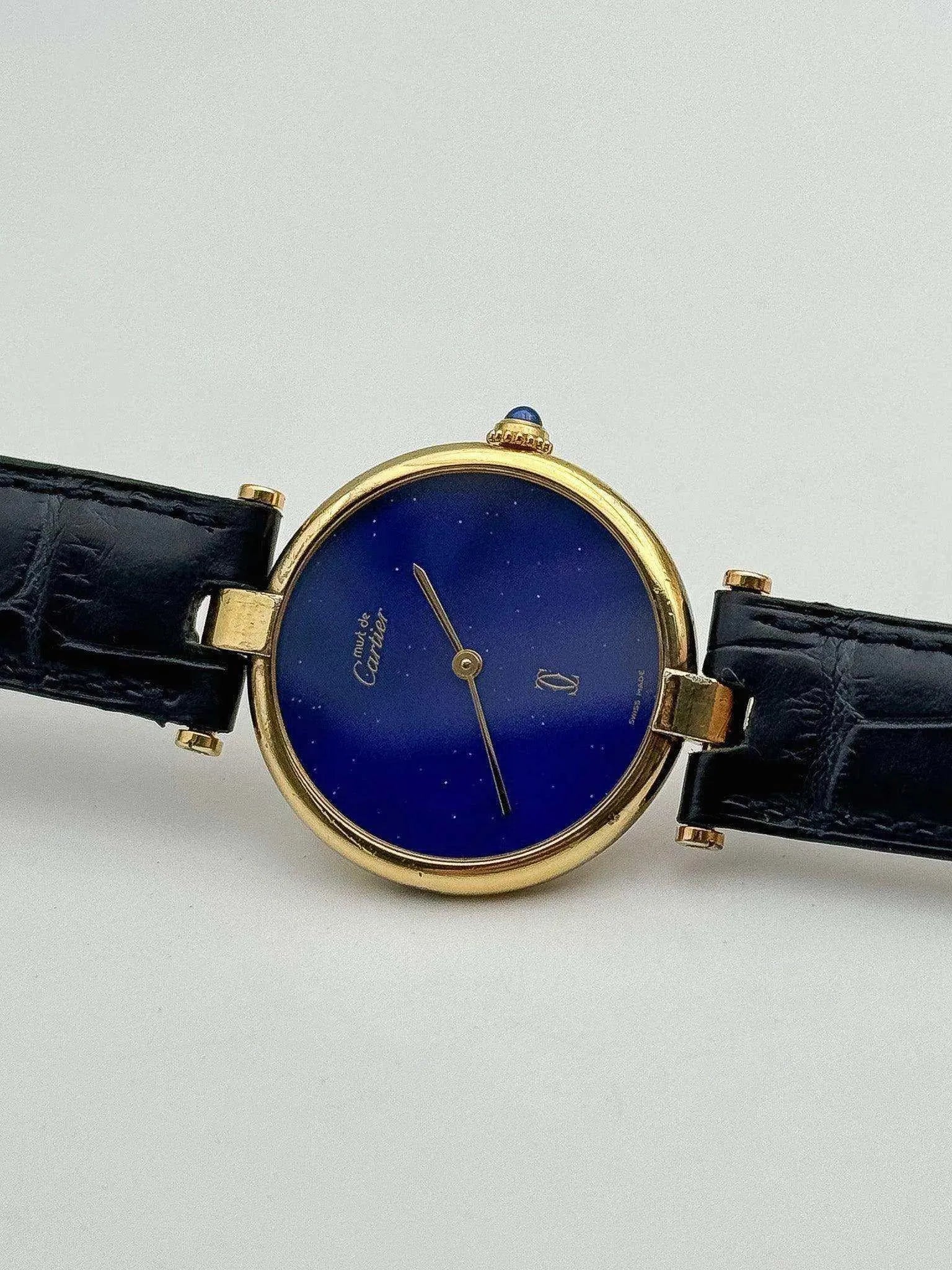 Cartier - Vendome Must Vermeil Lapis lazuli - 1990s - Atelier Victor Paris - Vintage Watch Shop Dubai