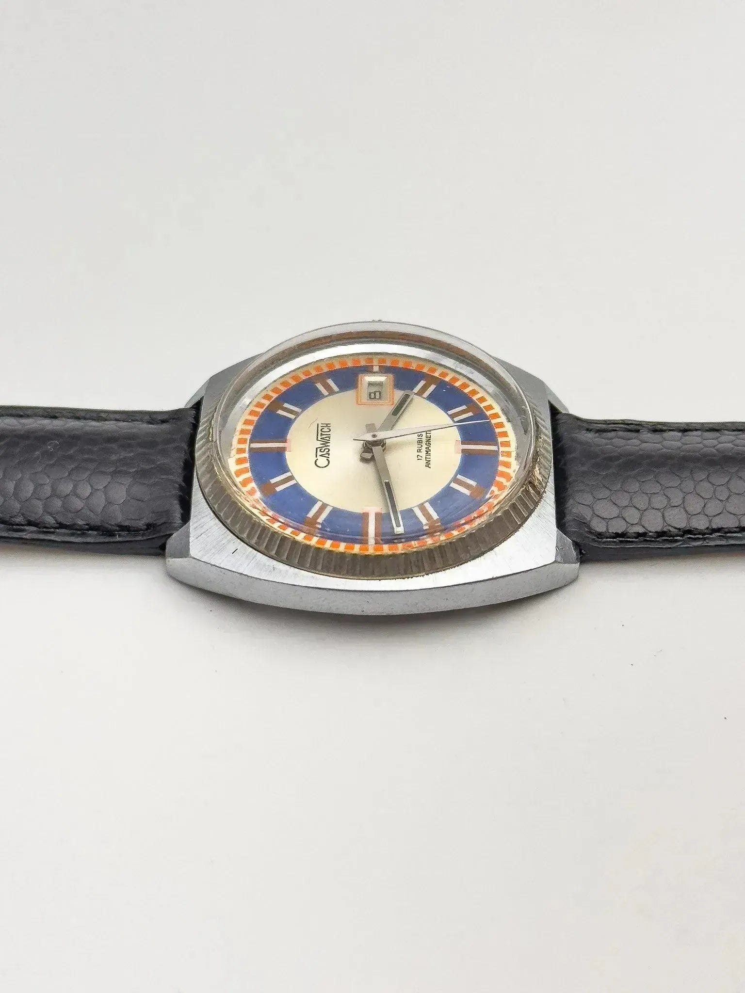 CasWatch - Acier Date Cadran bleu & Orange - 1970s - Atelier Victor