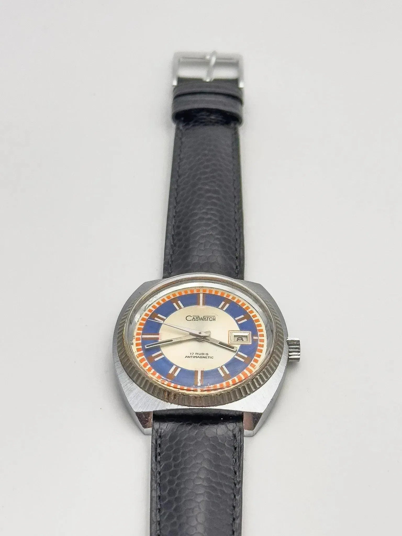 CasWatch - Acier Date Cadran bleu & Orange - 1970s - Atelier Victor