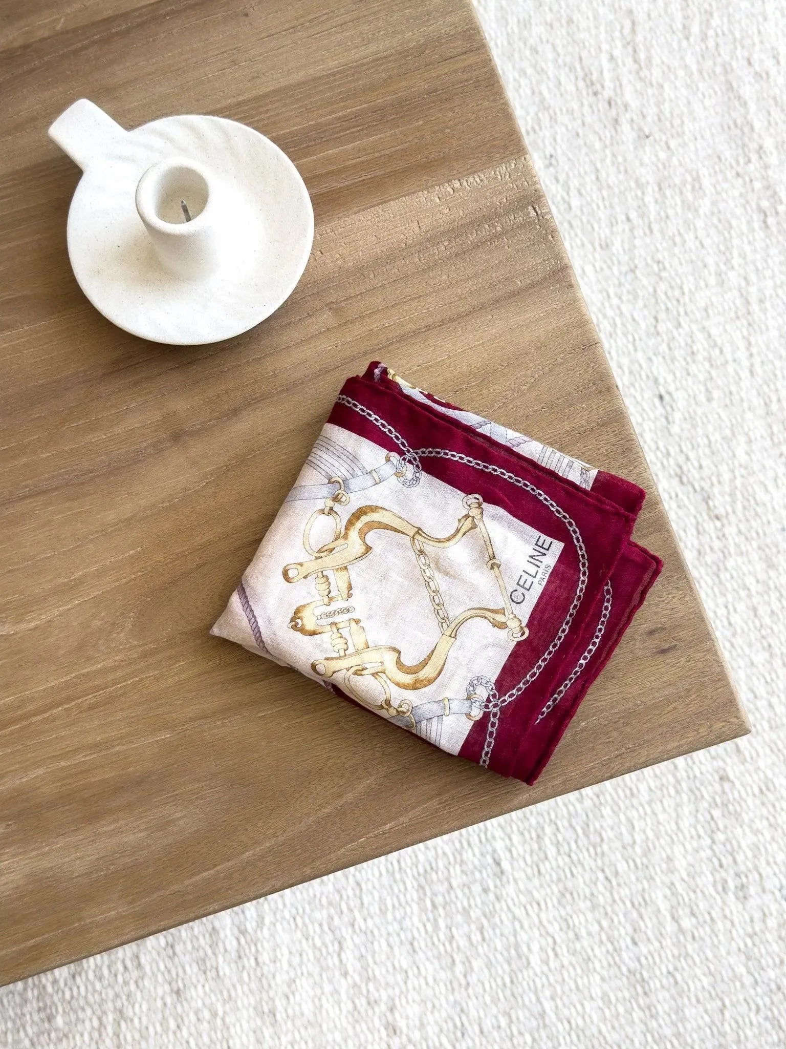 Celine - Bandana Twill de Soie Bordeaux - Atelier Victor Paris - Vintage Watch Shop Dubai