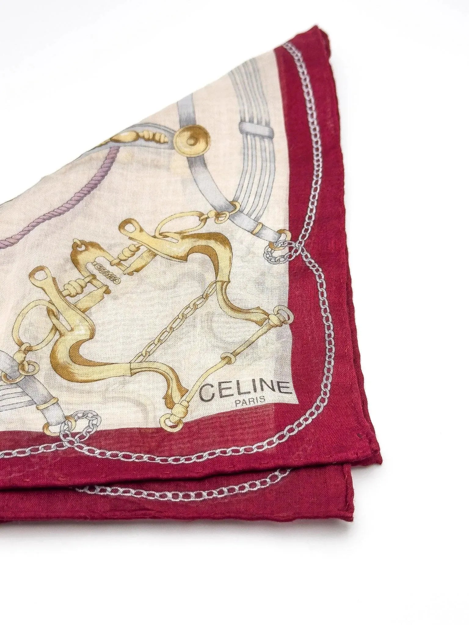 Celine - Bandana Twill de Soie Bordeaux - Atelier Victor Paris - Vintage Watch Shop Dubai