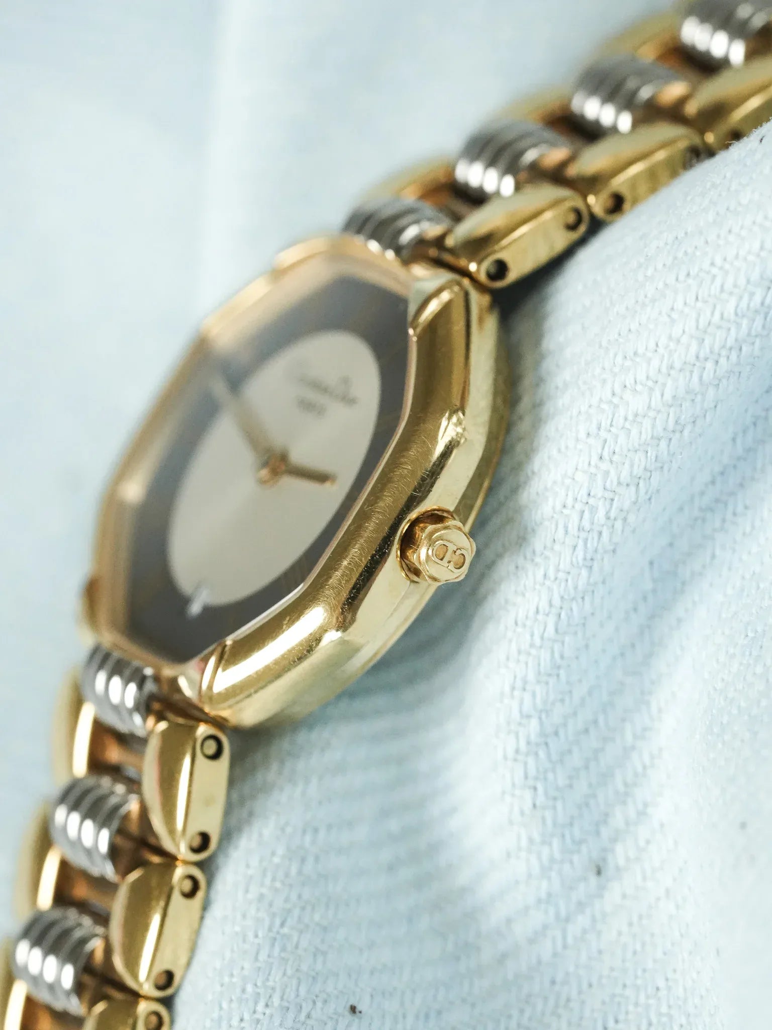 Christian Dior - 48.133 Octogonale Or Acier Cadran Gris- 1990s - Atelier Victor