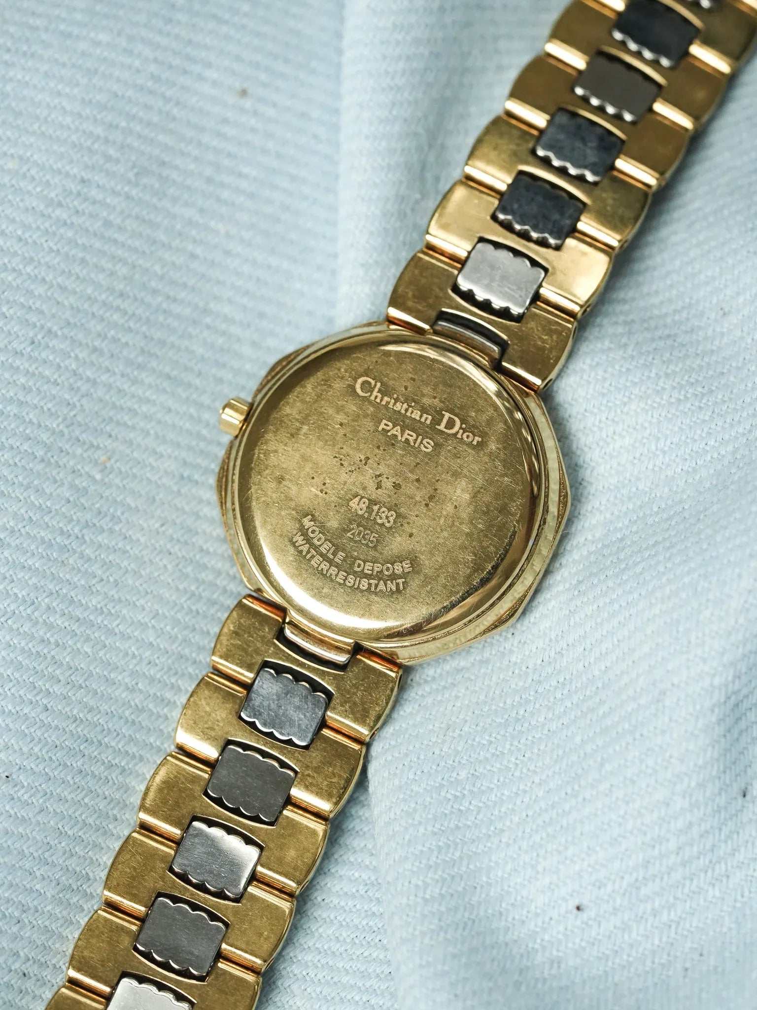 Christian Dior - 48.133 Octogonale Or Acier Cadran Gris- 1990s - Atelier Victor