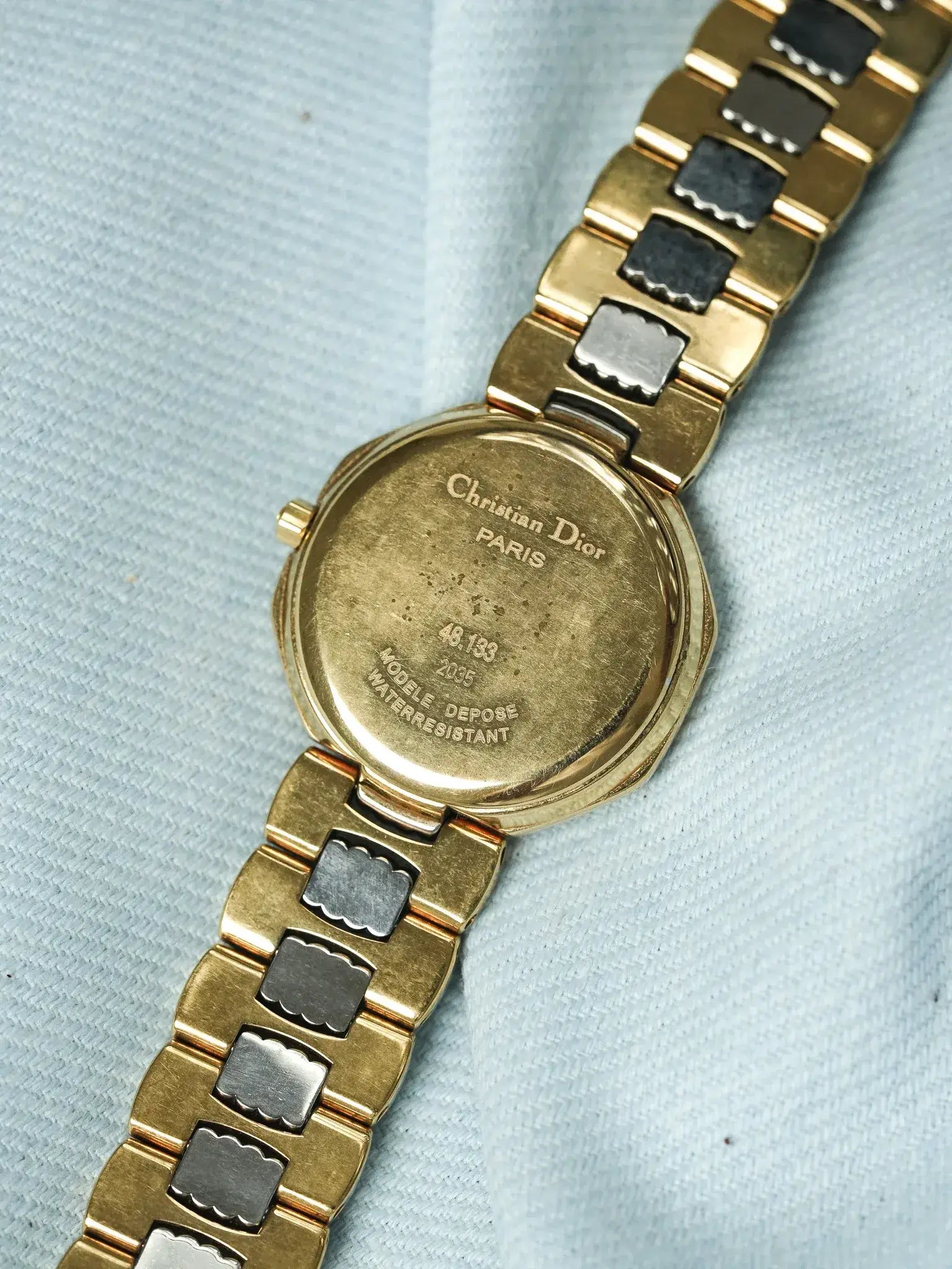 Christian Dior - 48.133 Octogonale Or Acier Cadran Gris- 1990s - Atelier Victor