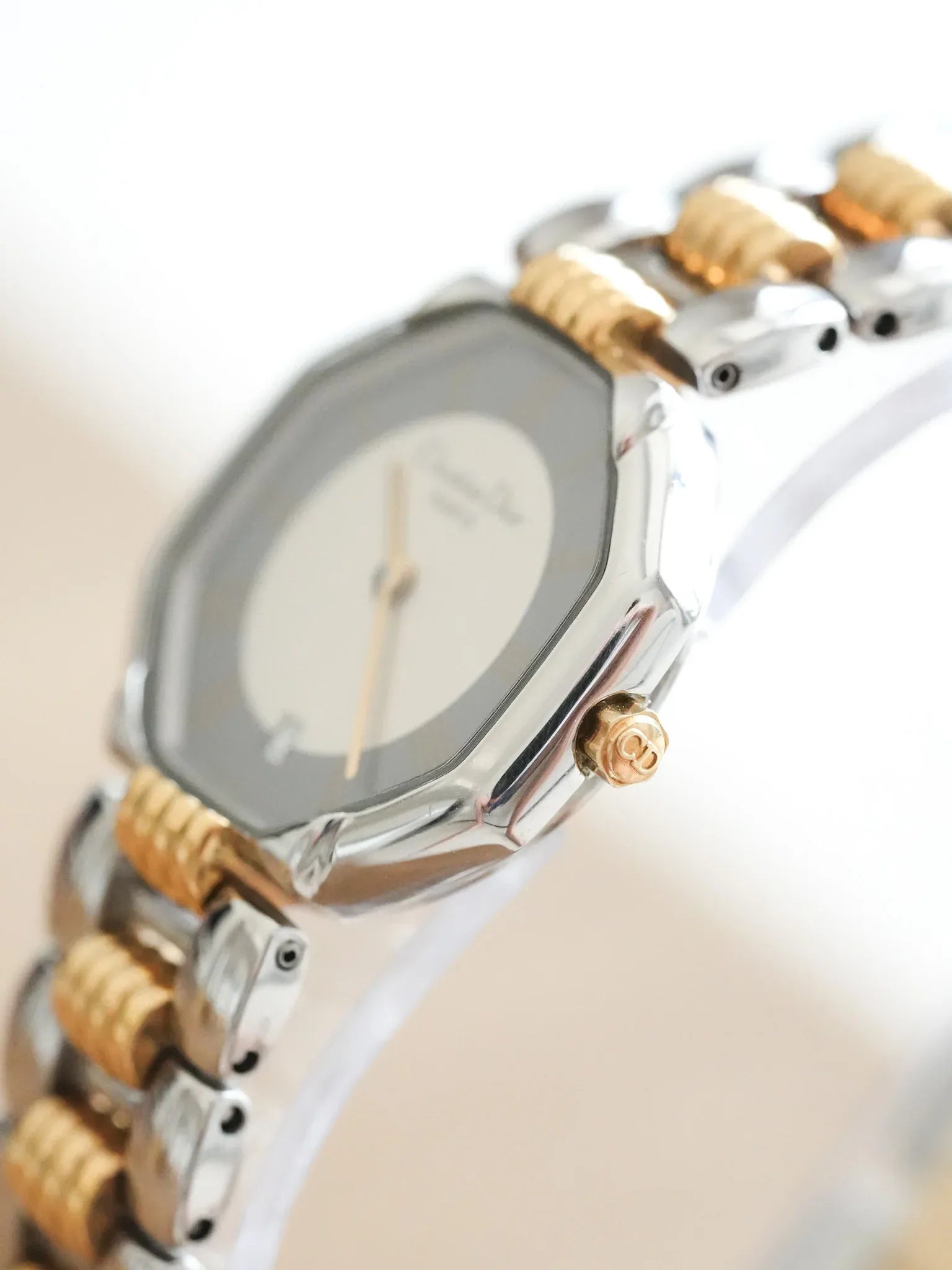 Christian Dior - Octogonale Acier Or Cadran Gris - 1990s - Atelier Victor