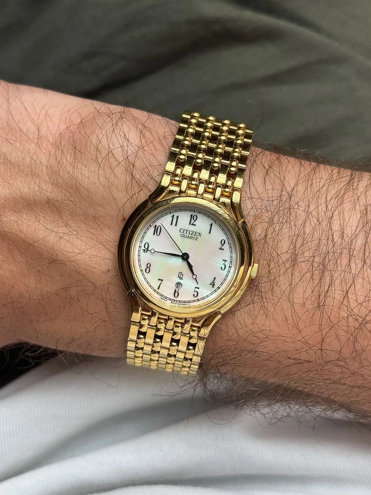 Citizen - Bracelet Maille Or Cadran nacre date - 1997 - Atelier Victor