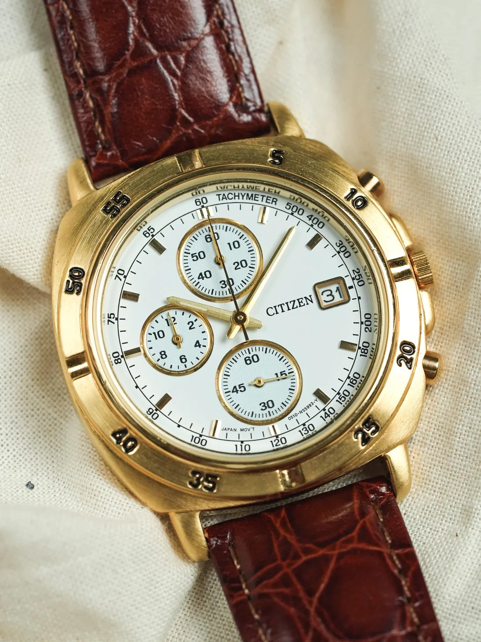 Citizen - Chronographe Plaqué Or Date - NOS - 1990s - Atelier Victor