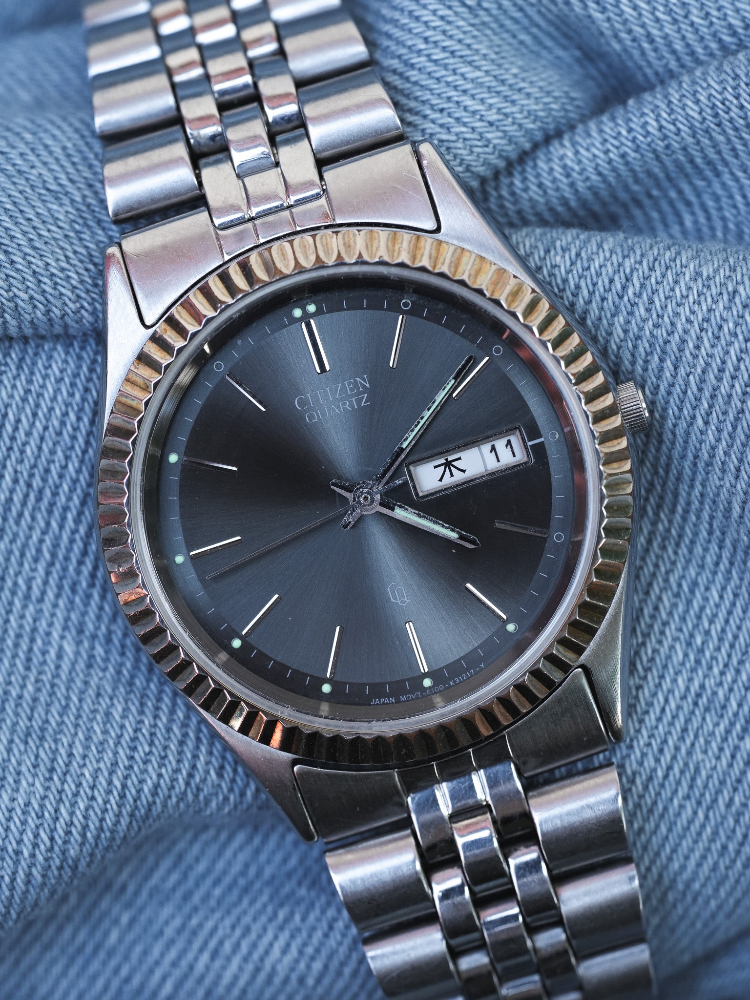 Citizen - Daydate Kanji Jubilee Cannelé Acier Cadran gris - 1989 - Atelier Victor - Vintage Shop