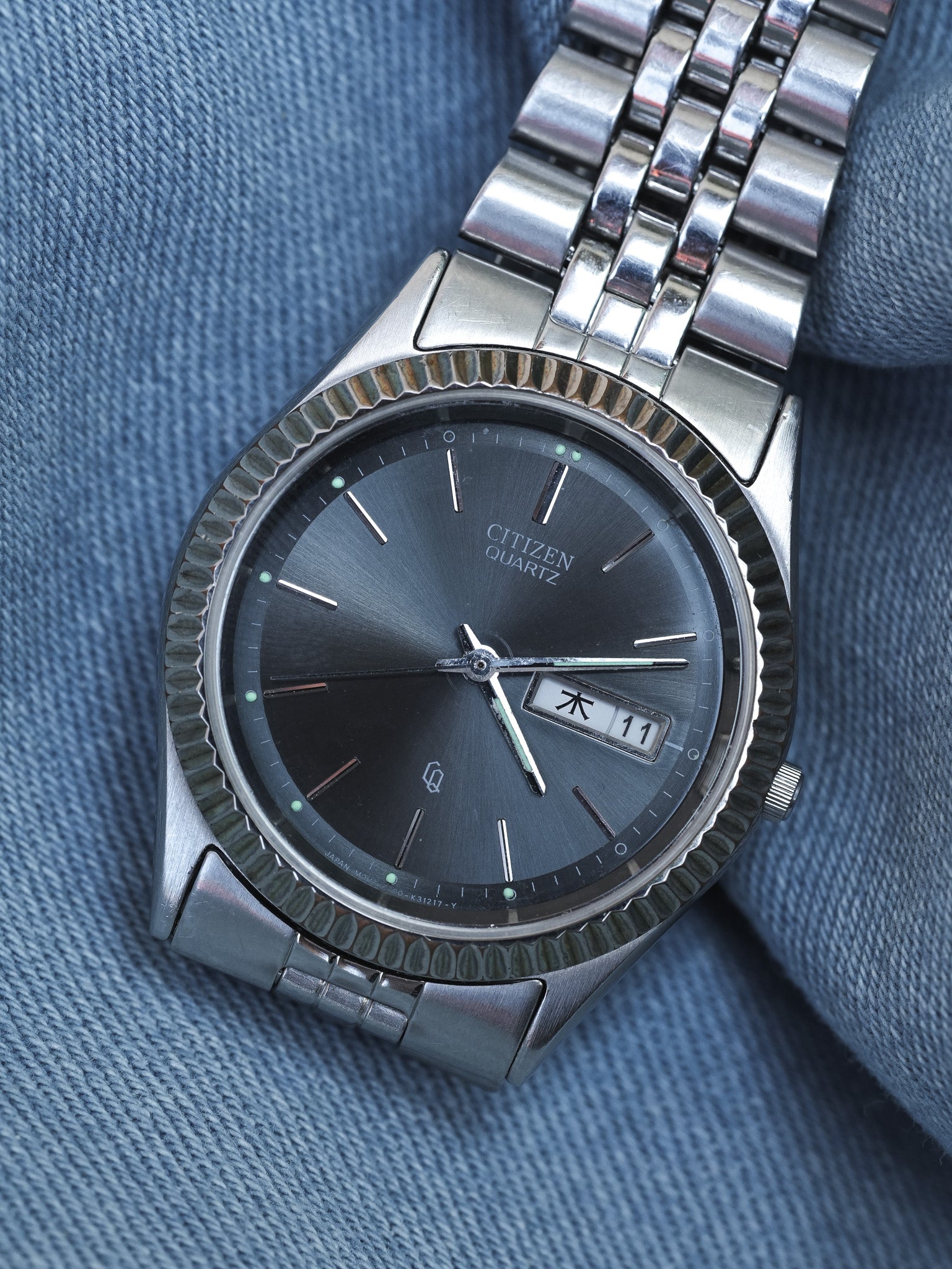 Citizen - Daydate Kanji Jubilee Cannelé Acier Cadran gris - 1989 - Atelier Victor - Vintage Shop