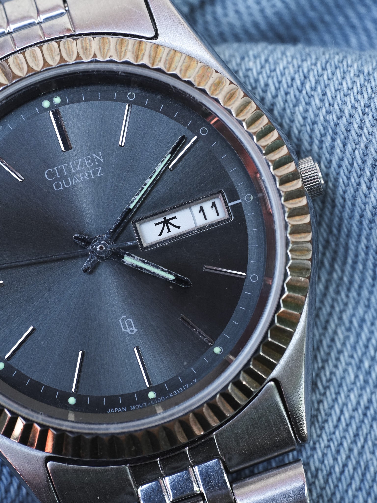 Citizen - Daydate Kanji Jubilee Cannelé Acier Cadran gris - 1989 - Atelier Victor - Vintage Shop
