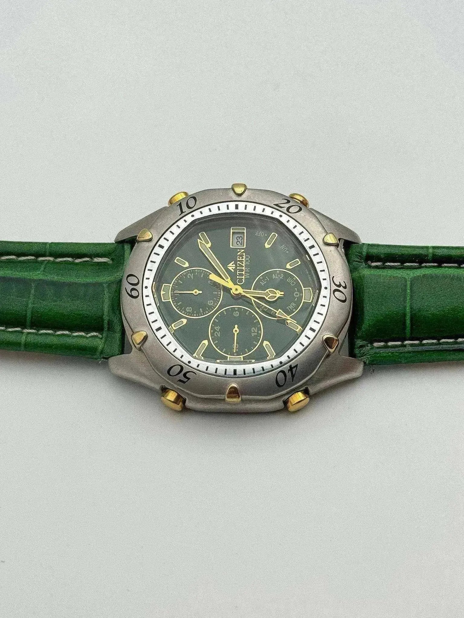 Citizen - Green Alarm Chronograph NOS - FULL SET - 2000s - Atelier Victor