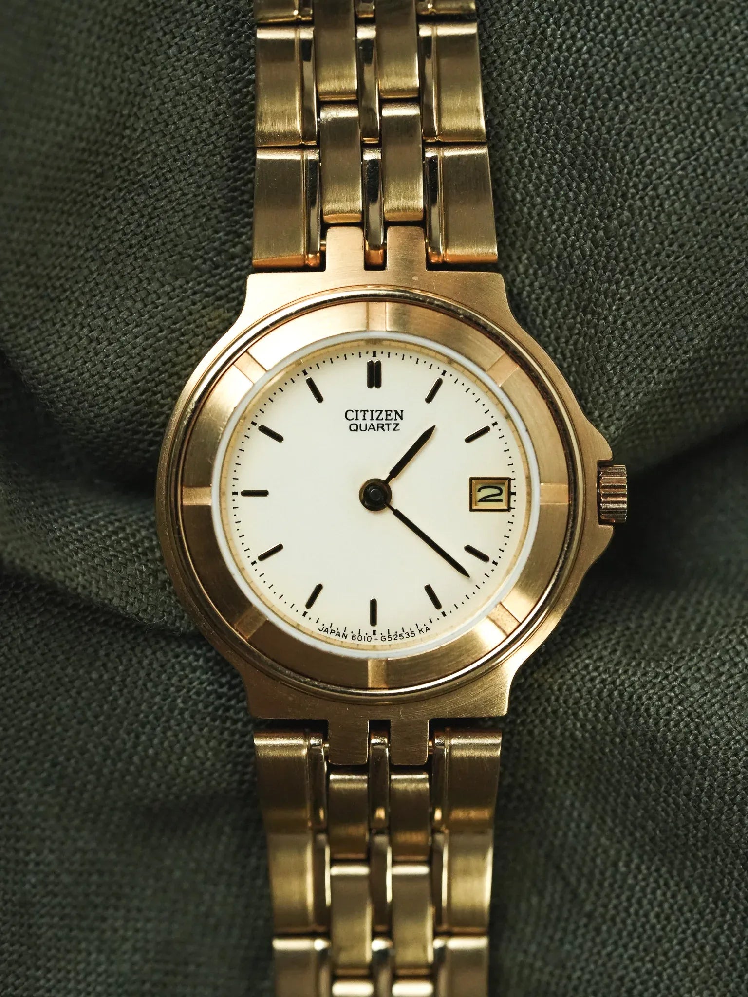 Citizen - Maille Or Cadran Or Date - 1990s - Atelier Victor