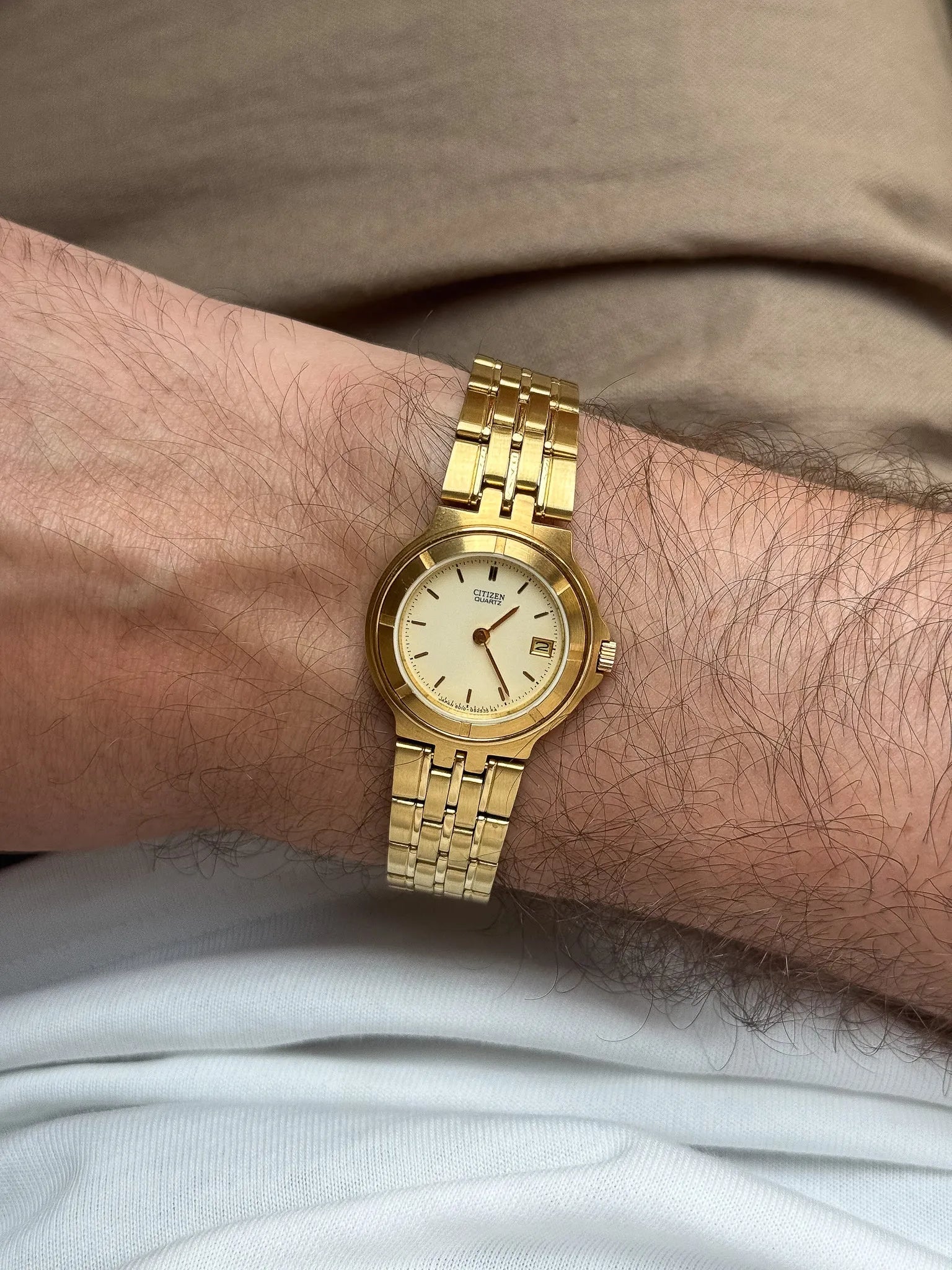 Citizen - Maille Or Cadran Or Date - 1990s - Atelier Victor