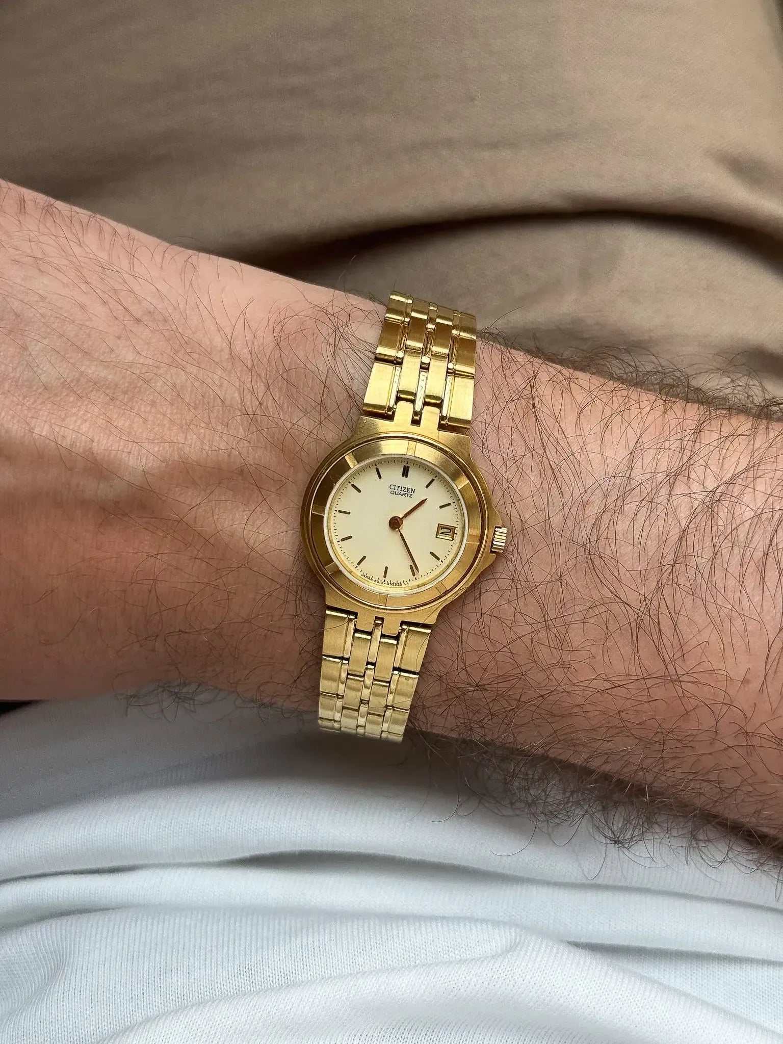 Citizen - Maille Or Cadran Or Date - 1990s - Atelier Victor