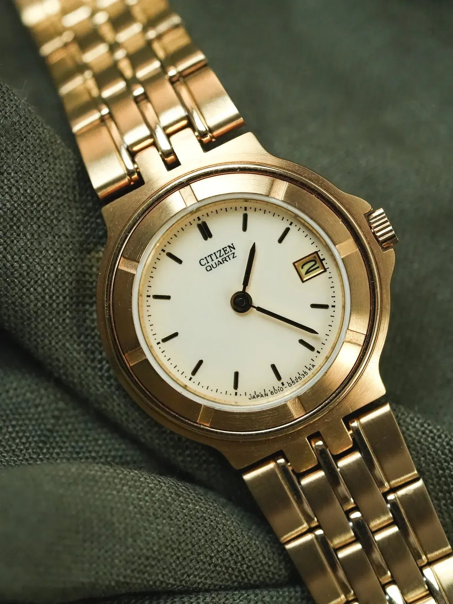 Citizen - Maille Or Cadran Or Date - 1990s - Atelier Victor