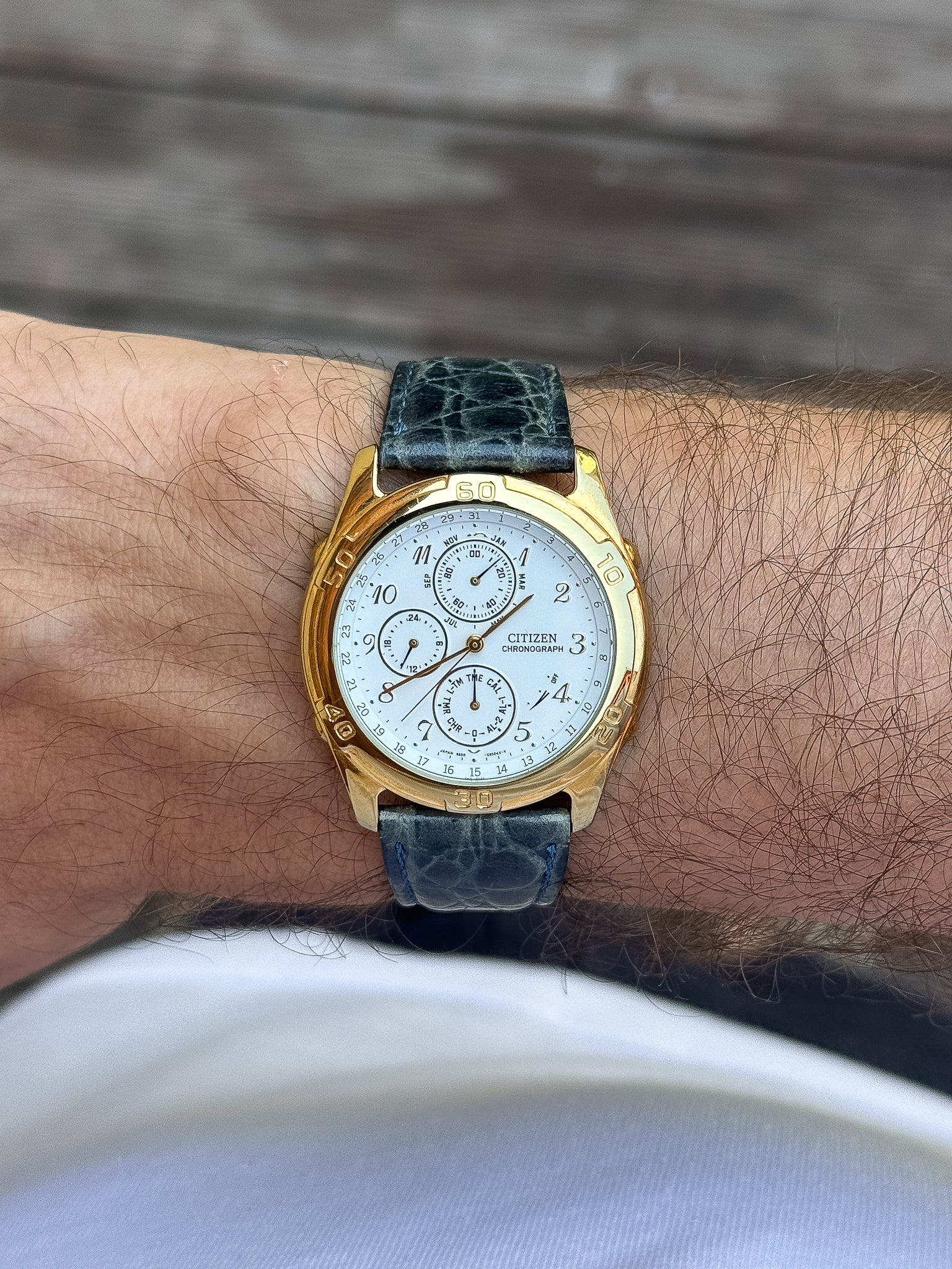 Citizen - Multifonction Or cadran blanc - 1995 - Atelier Victor - Vintage Shop