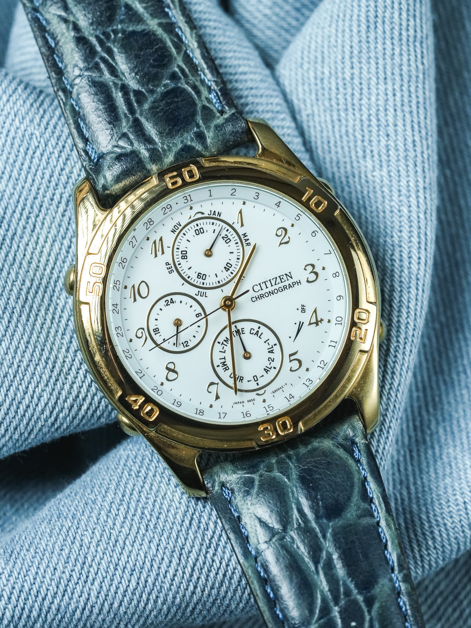 Citizen - Multifonction Or cadran blanc - 1995 - Atelier Victor - Vintage Shop