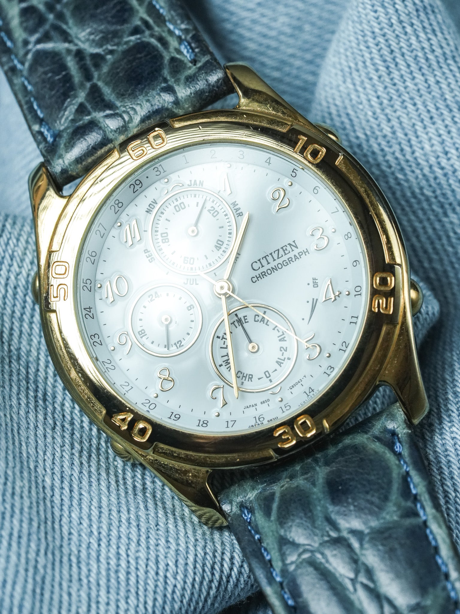 Citizen - Multifonction Or cadran blanc - 1995 - Atelier Victor - Vintage Shop