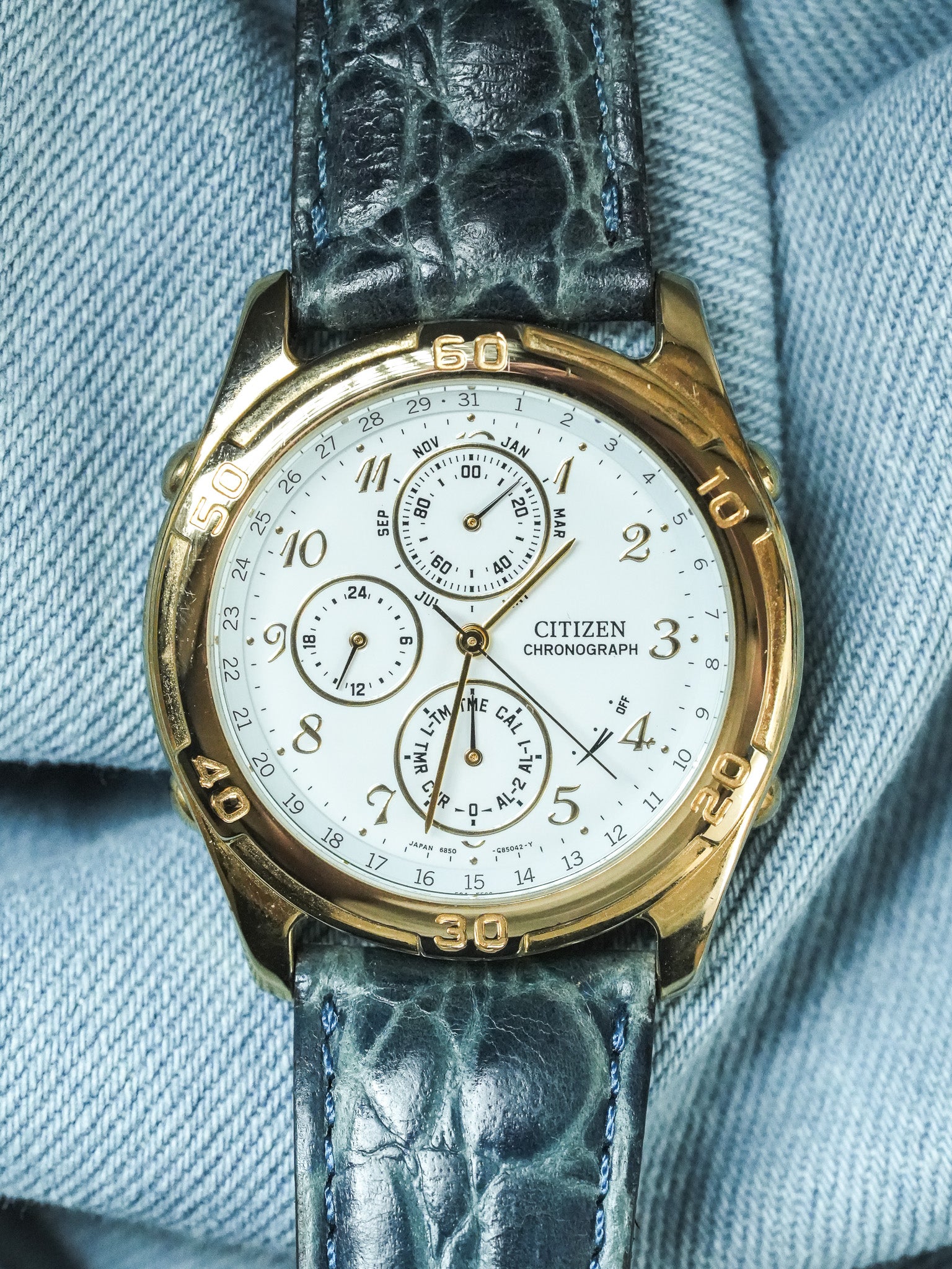 Citizen - Multifonction Or cadran blanc - 1995 - Atelier Victor - Vintage Shop
