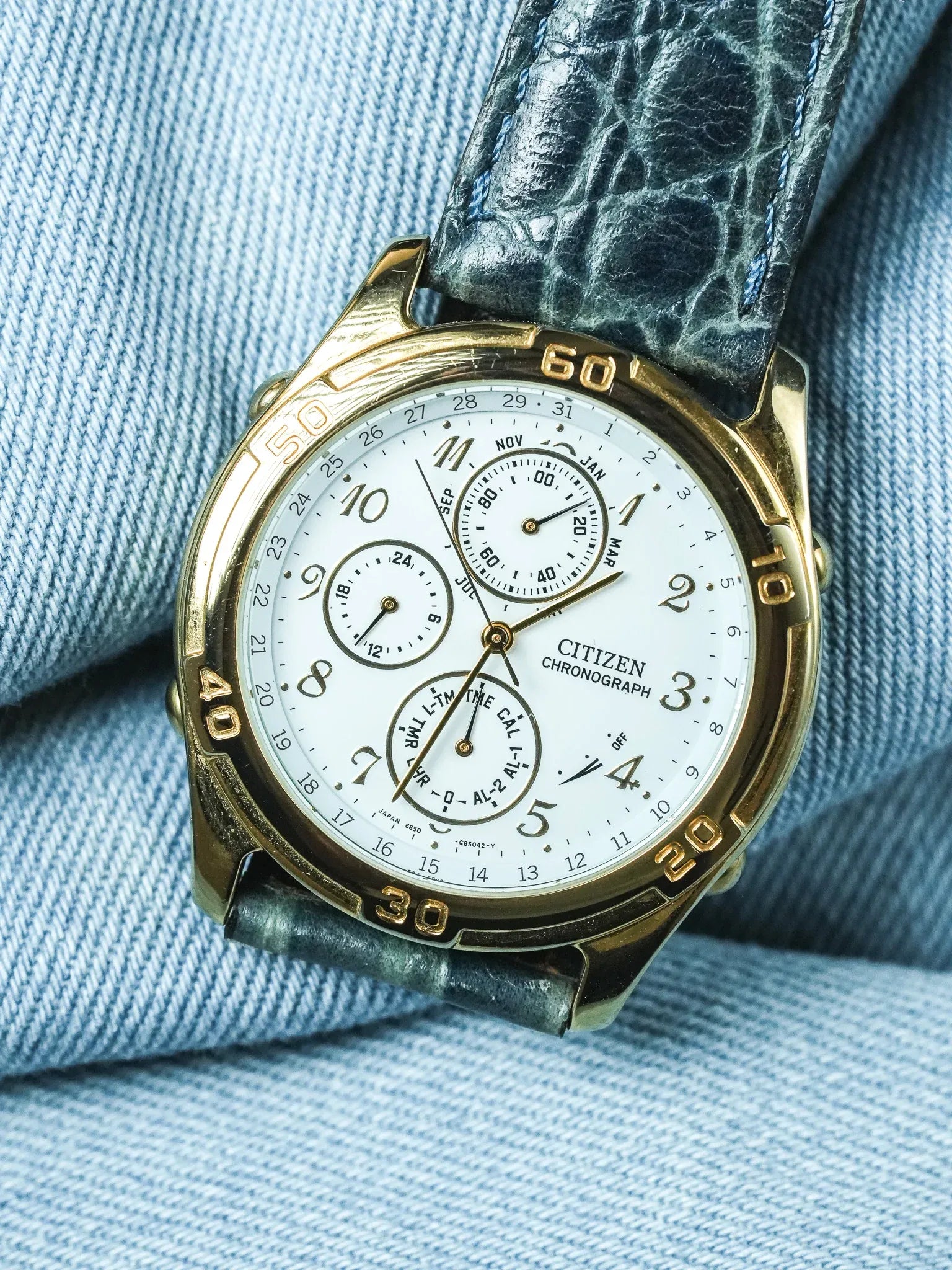 Citizen - Multifonction Or cadran blanc - 1995 - Atelier Victor - Vintage Shop