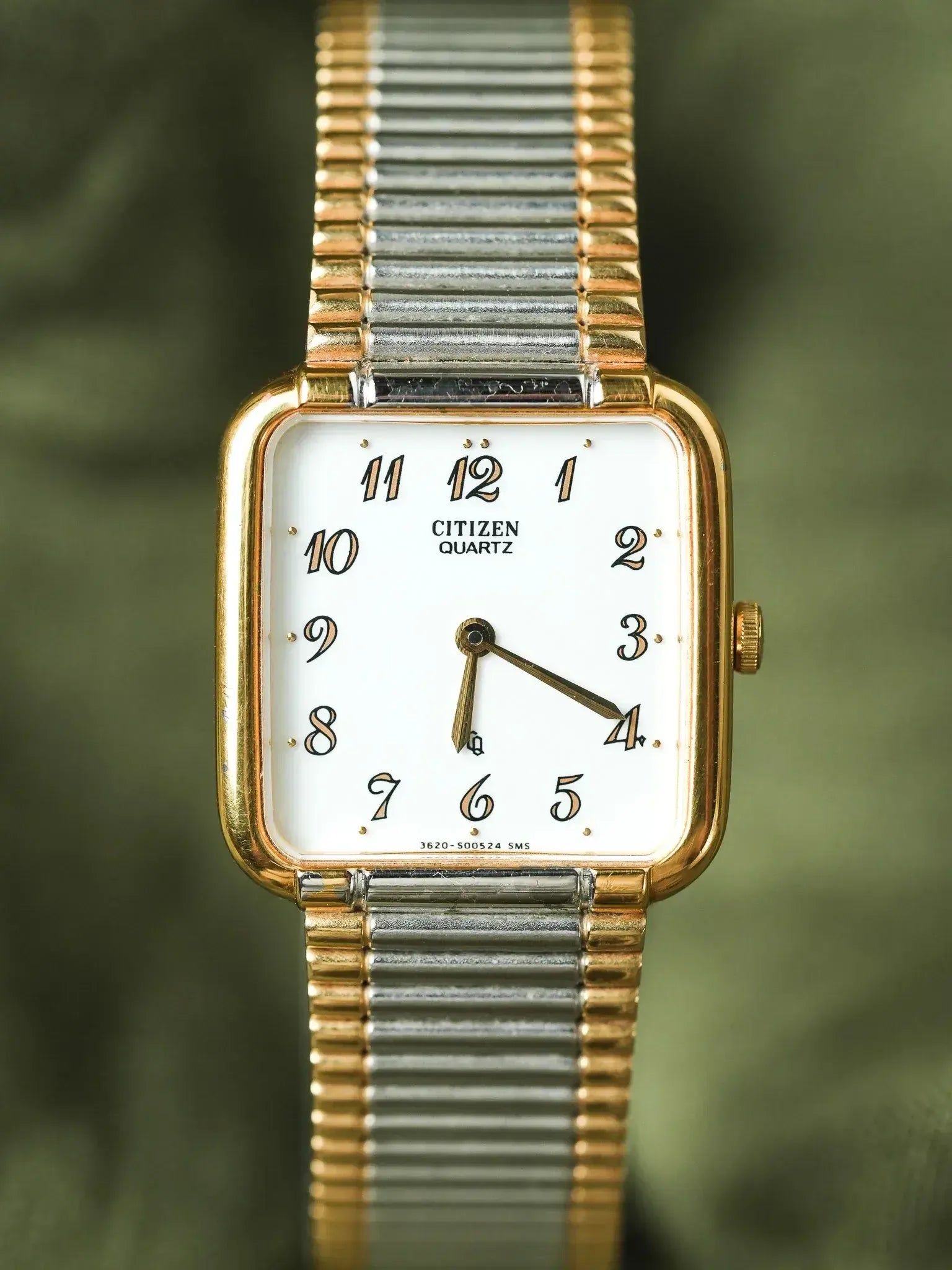 Citizen - Tank bracelet intégré acier or - NOS - 1990s - Atelier Victor