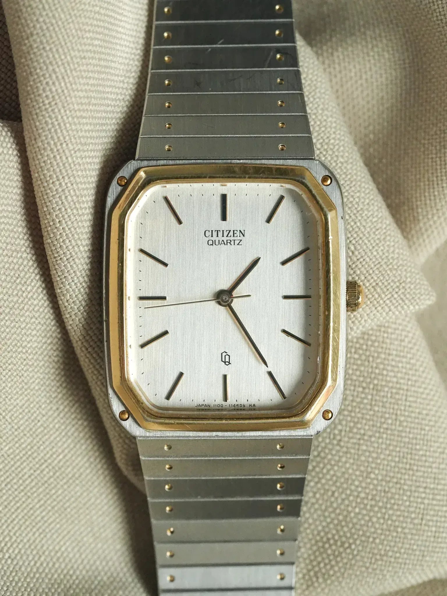 Citizen - Tank Royal Acier Or bracelet intégré - 1991 - Atelier Victor