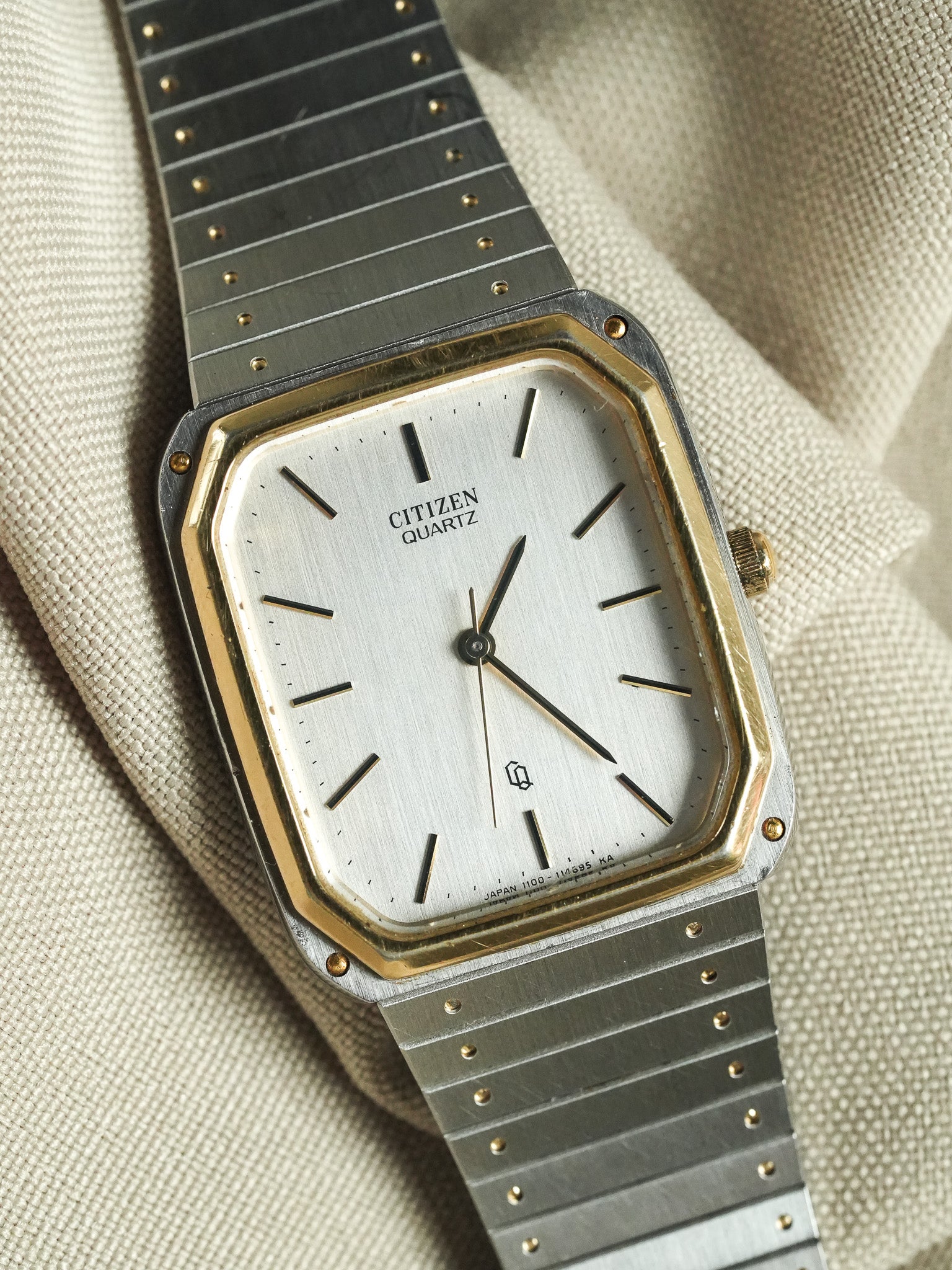 Citizen - Tank Royal Acier Or bracelet intégré - 1991 - Atelier Victor - Vintage Shop