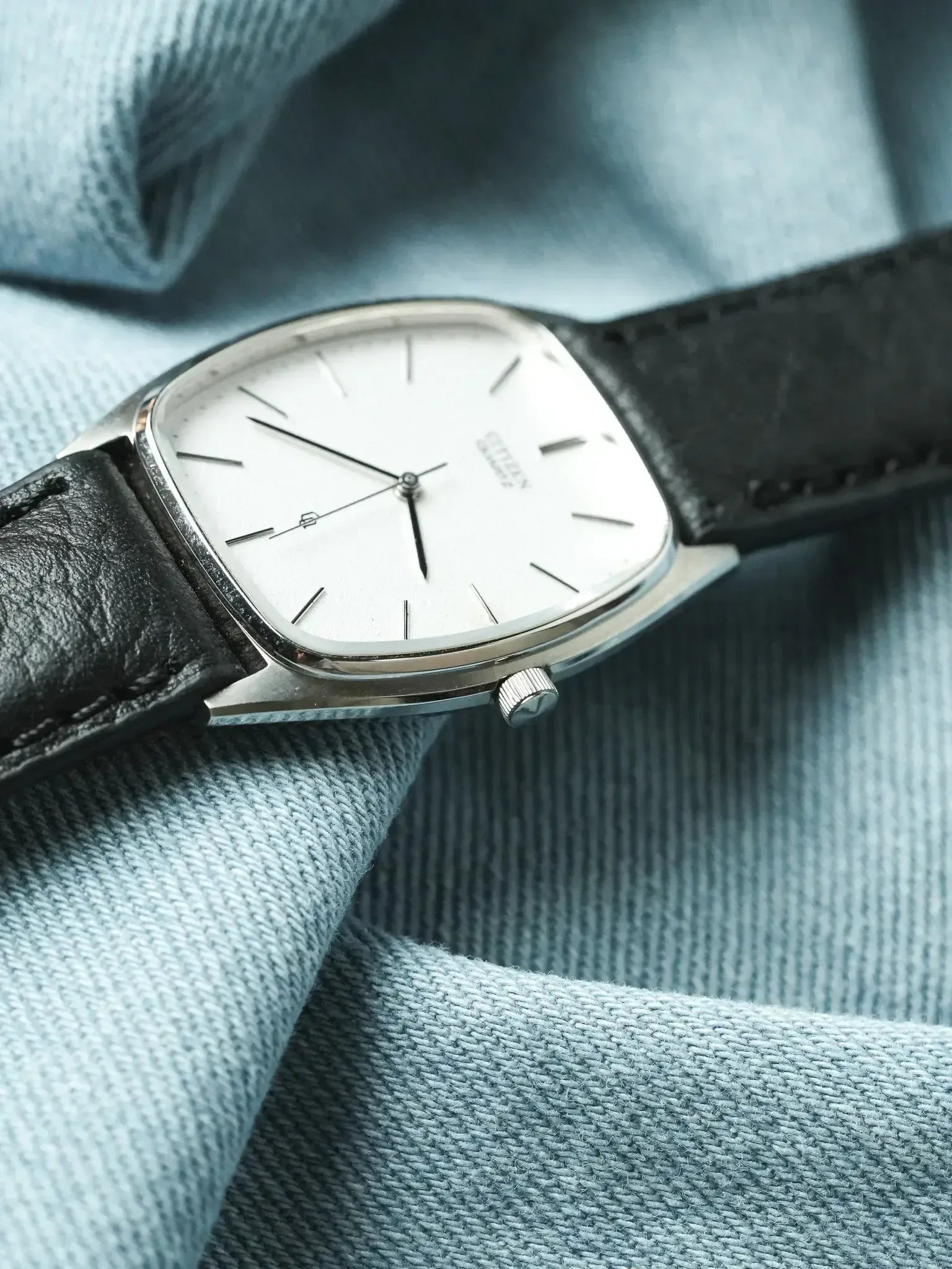 Citizen - Tonneau Acier Ultra slim Blanc sablé - NOS - 1989 - Atelier Victor