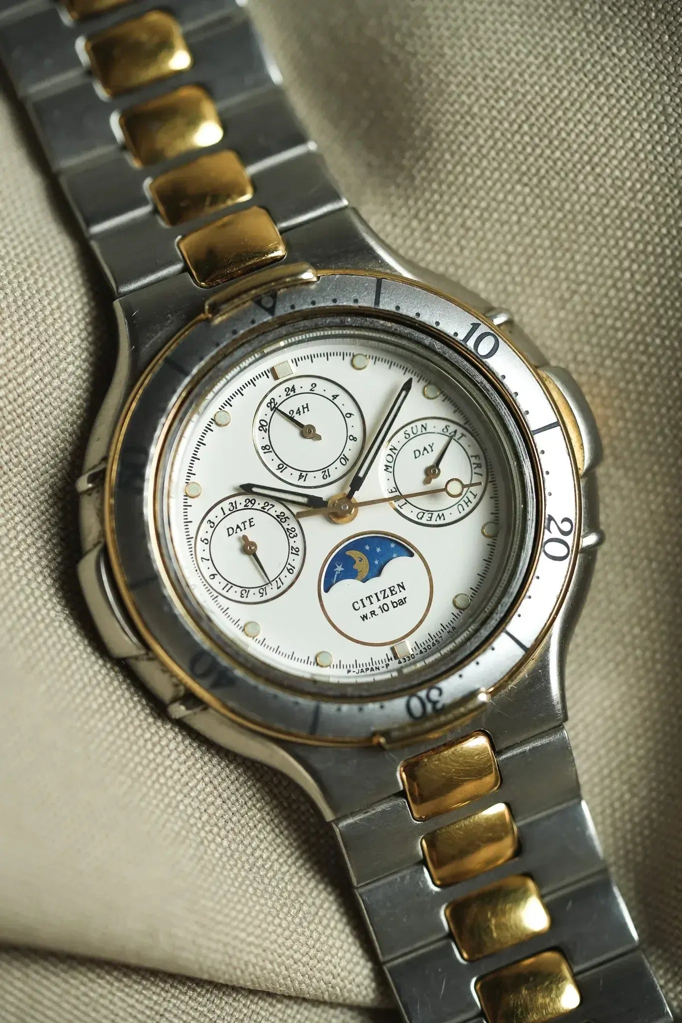 Citizen - Triple Calendar Phase de lune acier or - 1988 - Atelier Victor