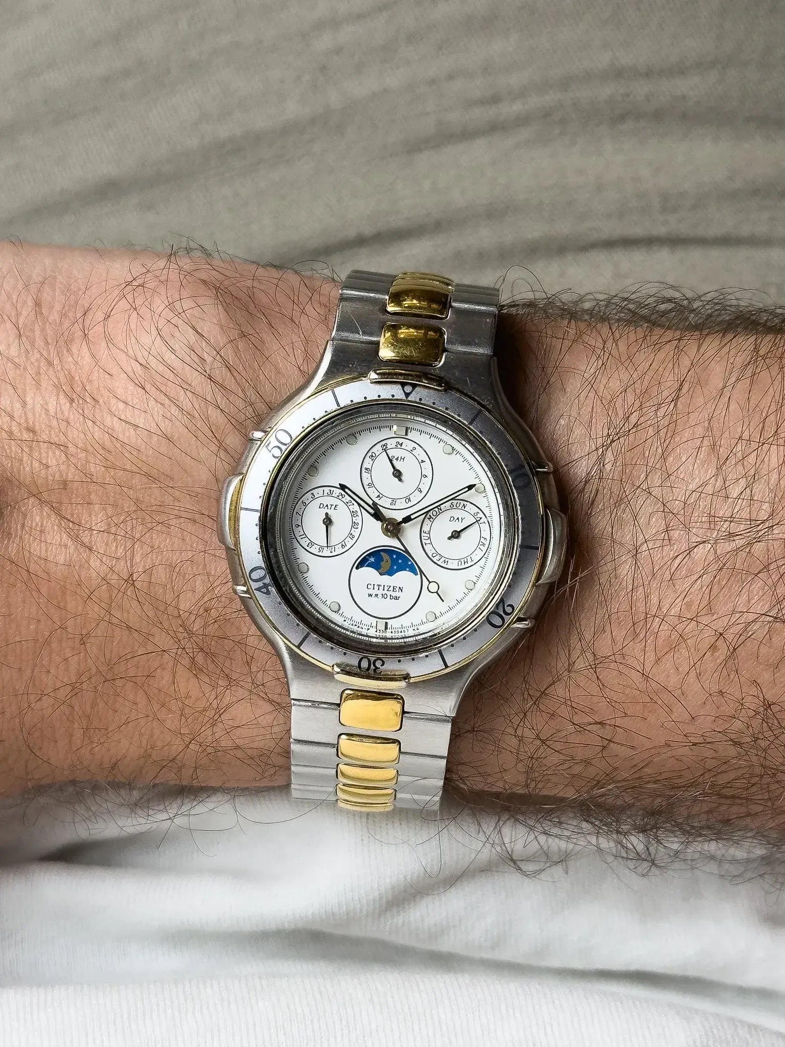 Citizen - Triple Calendar Phase de lune acier or - 1988 - Atelier Victor