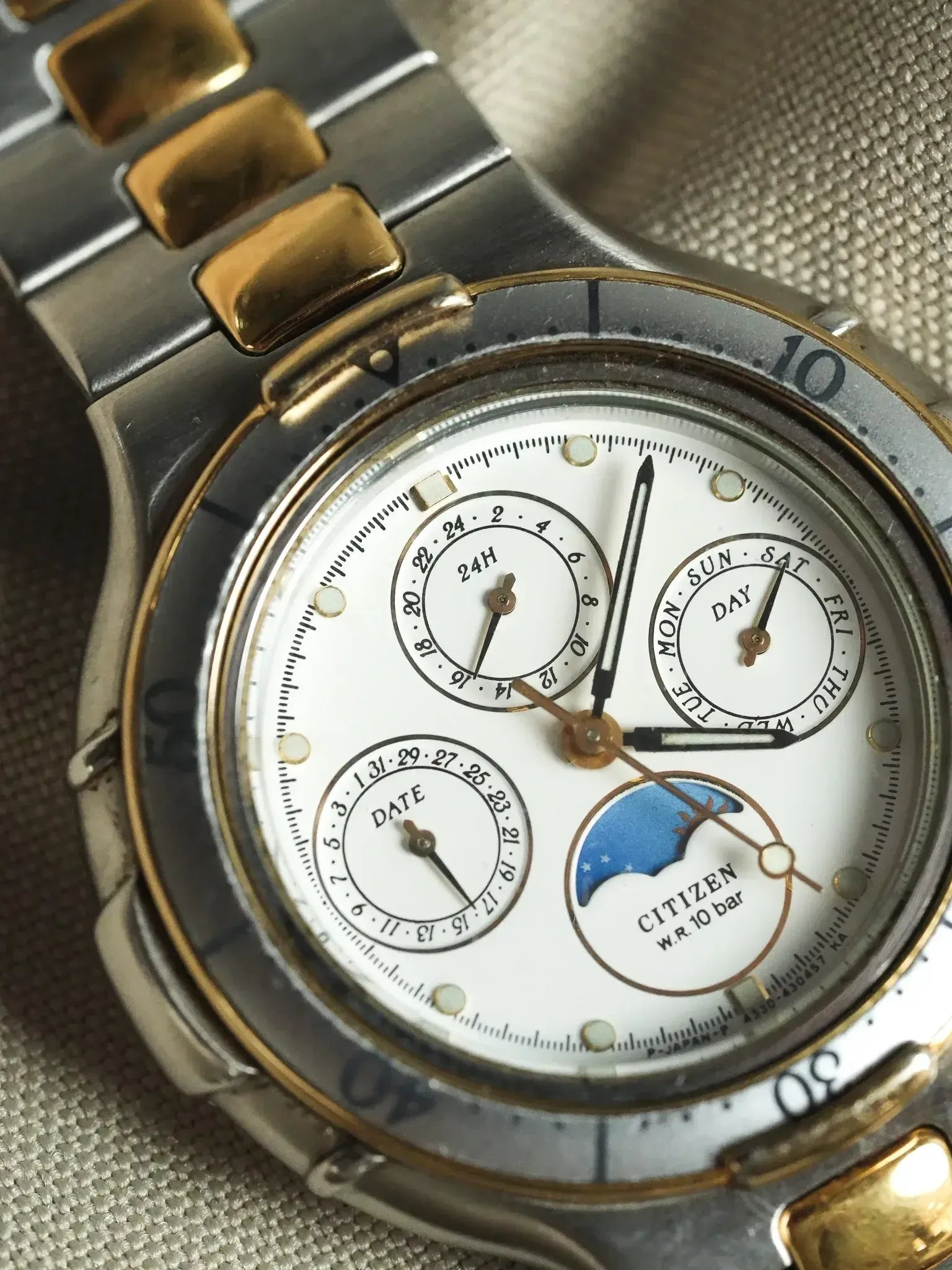 Citizen - Triple Calendar Phase de lune acier or - 1988 - Atelier Victor