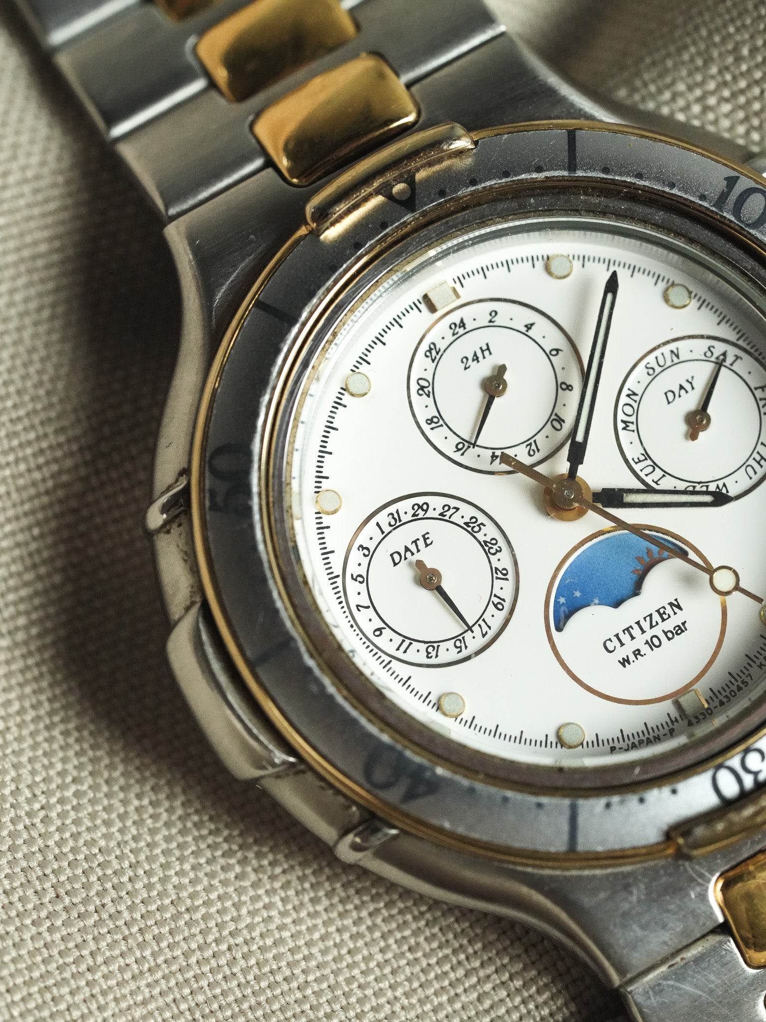 Citizen - Triple Calendar Phase de lune acier or - 1988 - Atelier Victor - Vintage Shop
