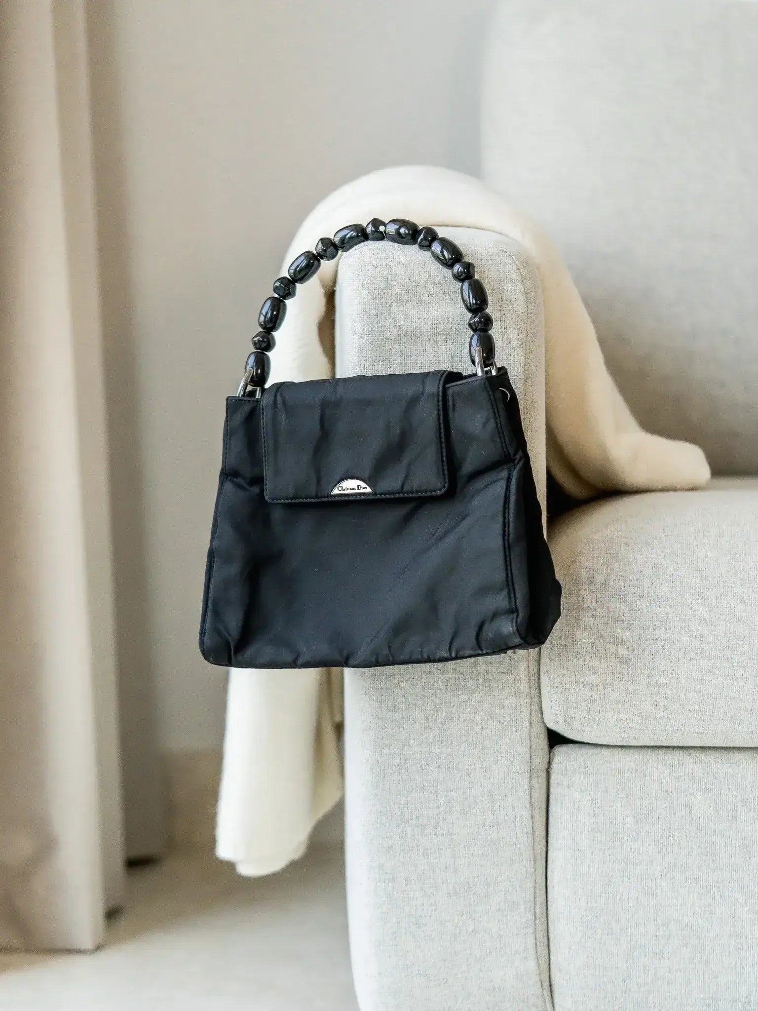 Dior - Sac à main vintage noir perle - Atelier Victor