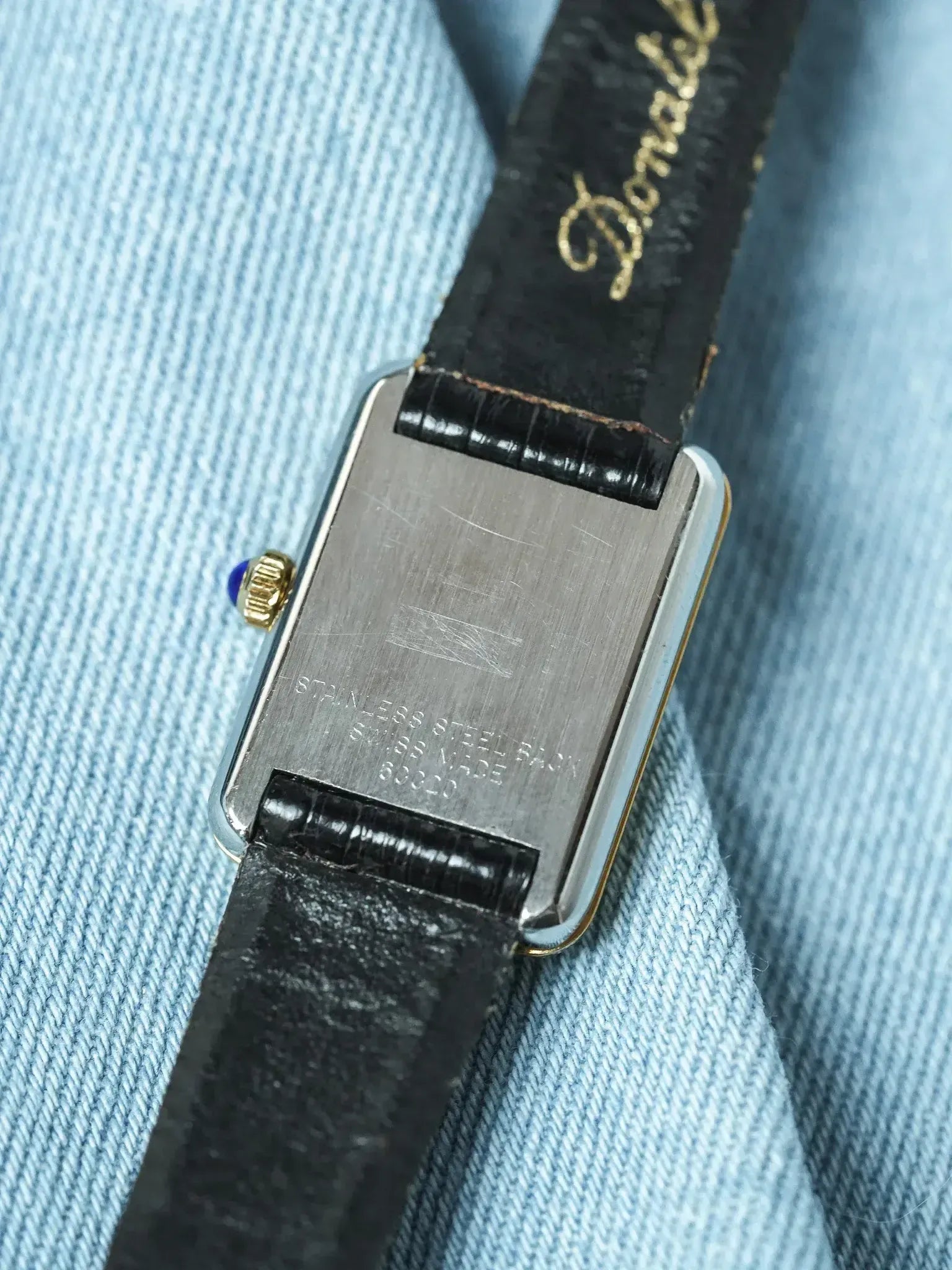 Donatel - Tank Or Oeil de Tigre Cabochon bleu - 1970s - Atelier Victor