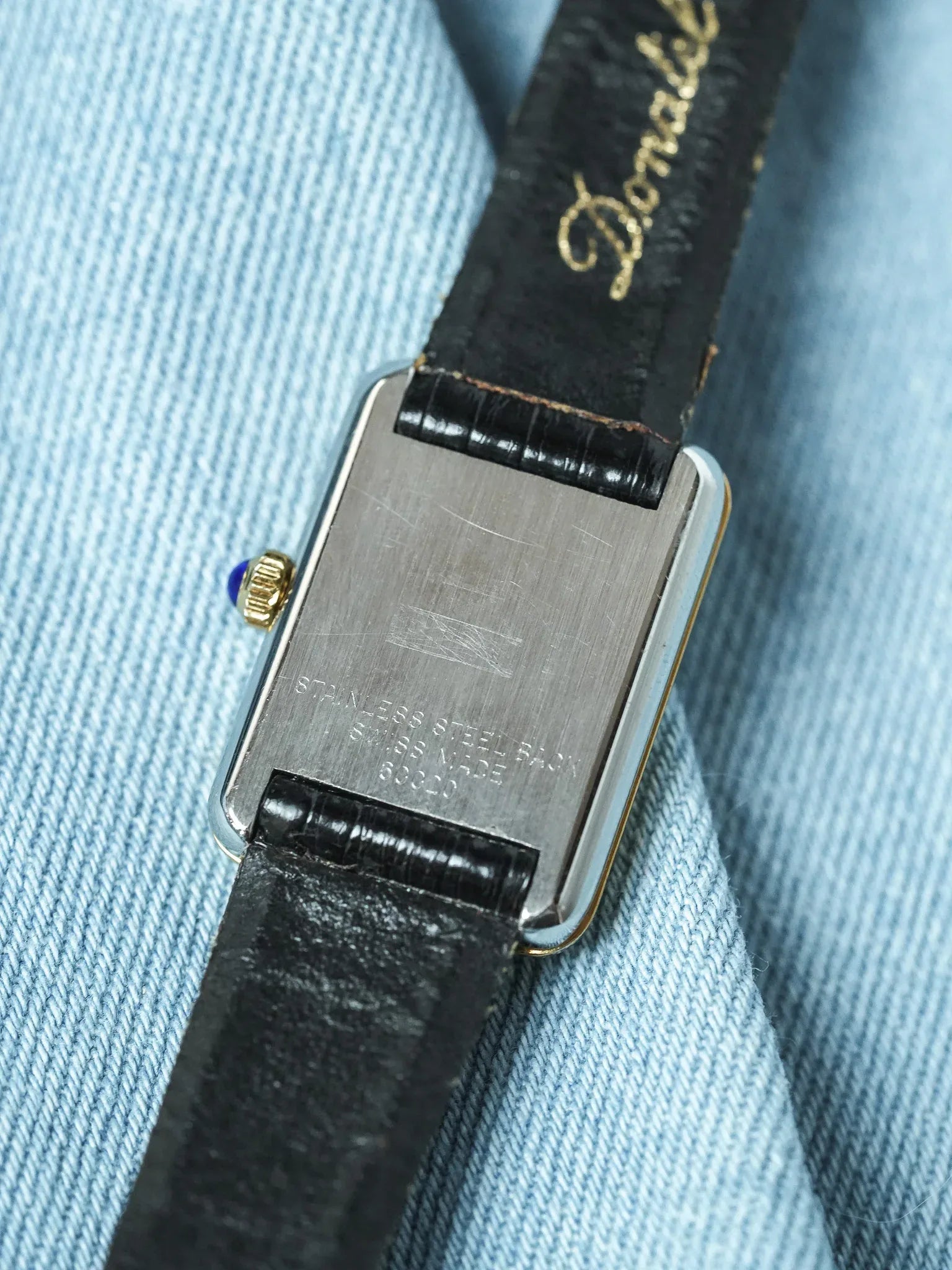 Donatel - Tank Or Oeil de Tigre Cabochon bleu - 1970s - Atelier Victor