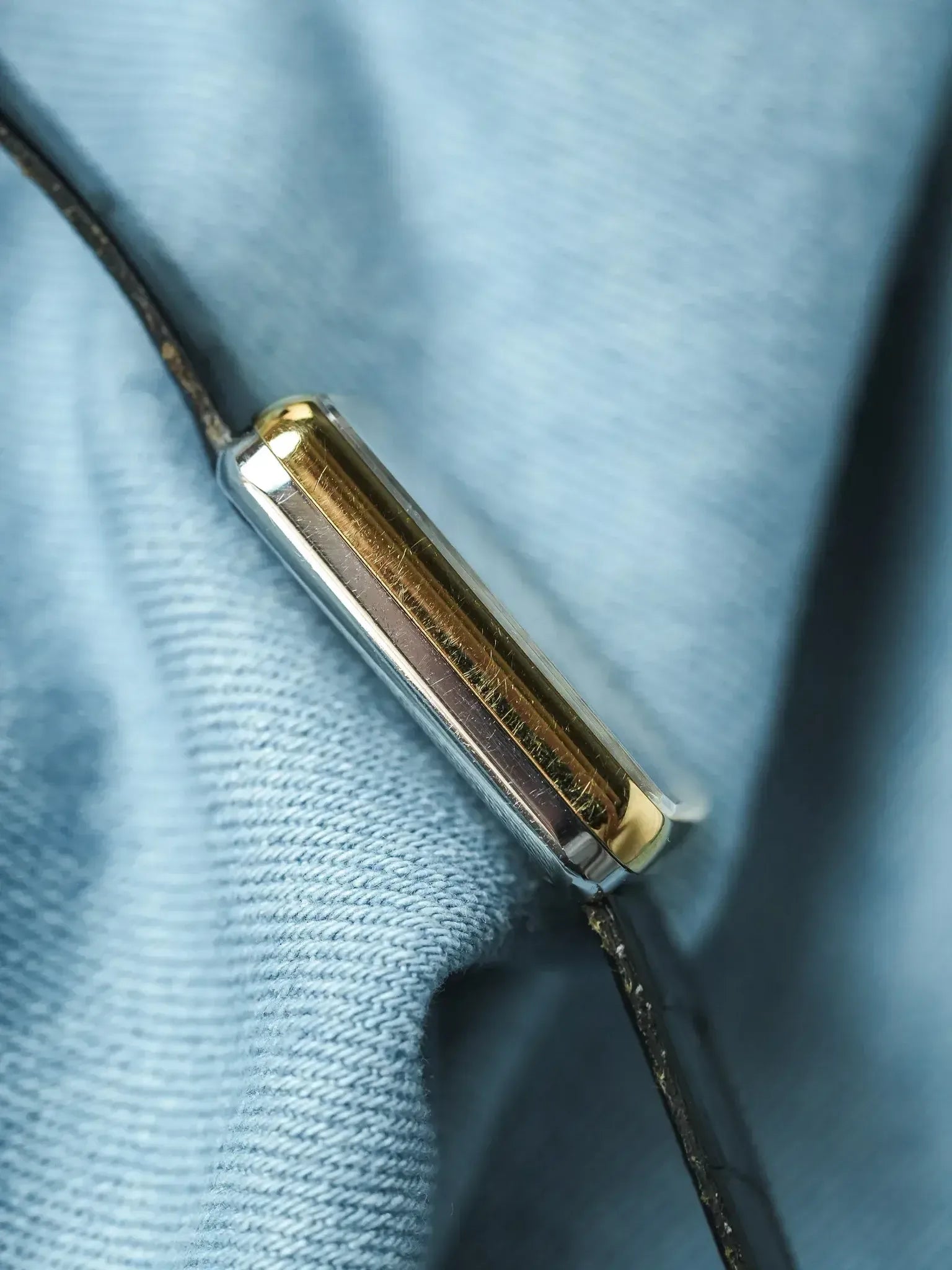 Donatel - Tank Or Oeil de Tigre Cabochon bleu - 1970s - Atelier Victor