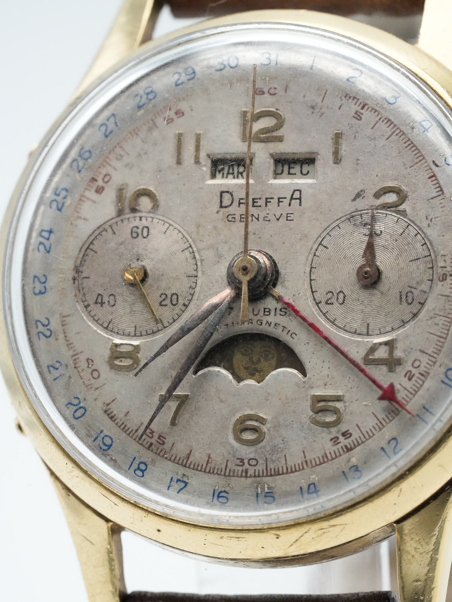 Dreffa Genève - Landeron 186 Chronographe Phase de Lune Triple Calendar - 1950s - Atelier Victor Paris - Vintage Watch Shop Dubai