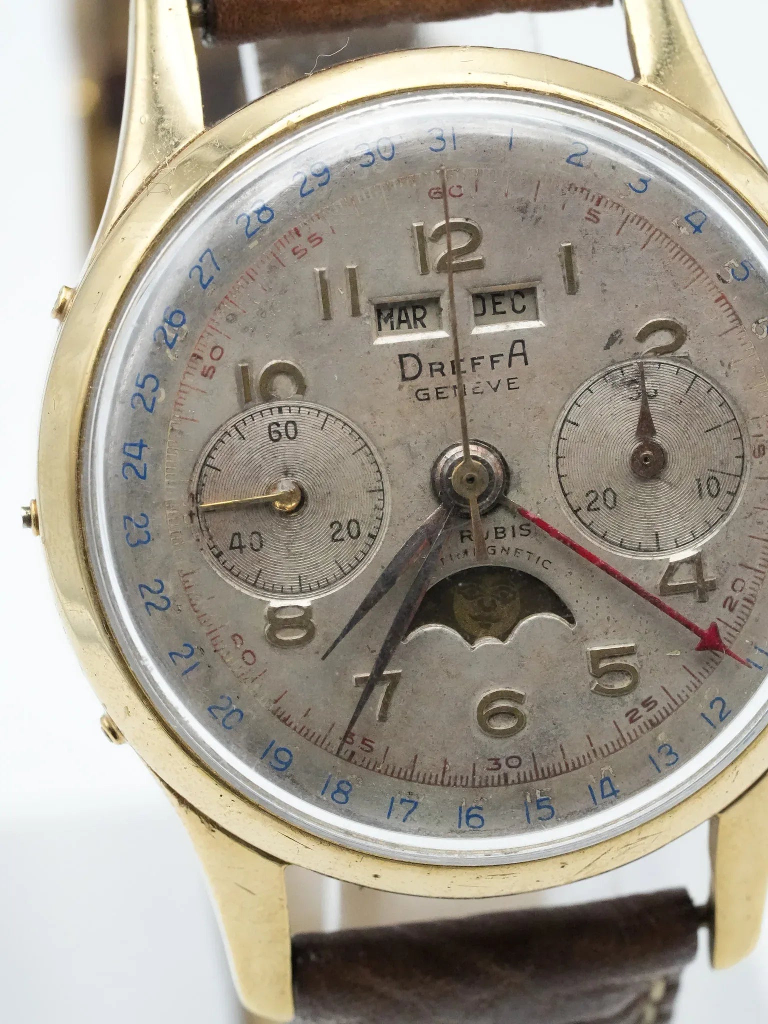 Dreffa Genève - Landeron 186 Chronographe Phase de Lune Triple Calendar - 1950s - Atelier Victor - Vintage Shop