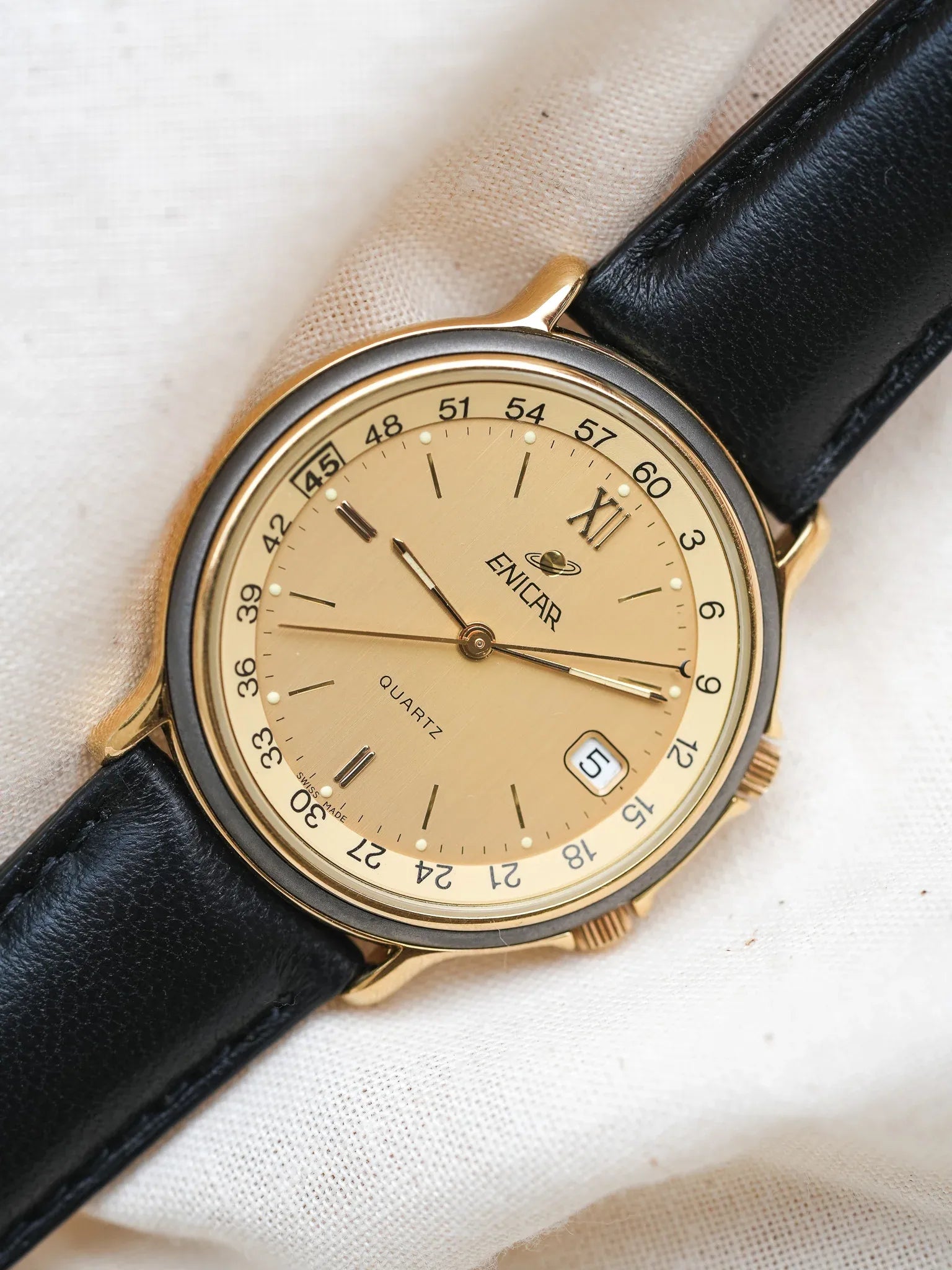 Enicar - Plaqué Or lunette directionnelle interne - NOS - 1990s - Atelier Victor