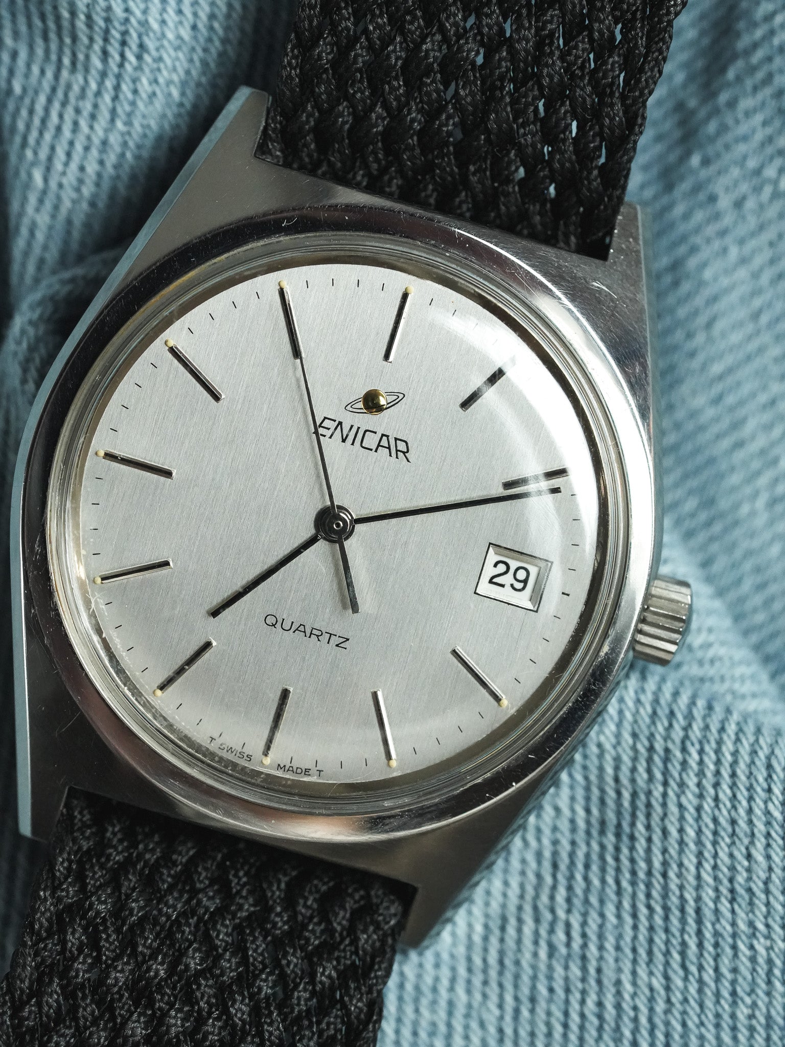 Enicar - Ronde Acier Cadran Acier - NOS - 1980s - Atelier Victor - Vintage Shop