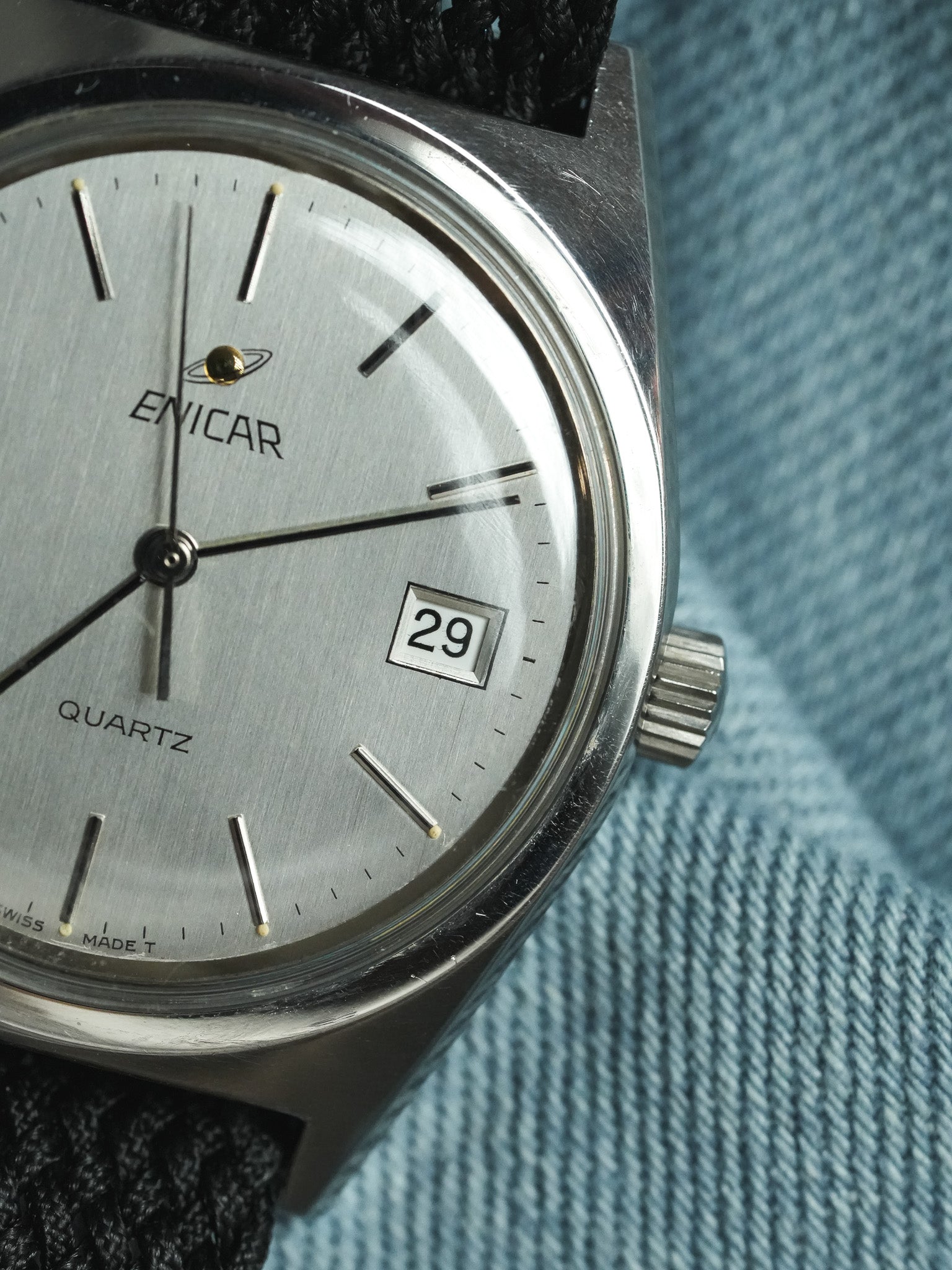 Enicar - Ronde Acier Cadran Acier - NOS - 1980s - Atelier Victor - Vintage Shop