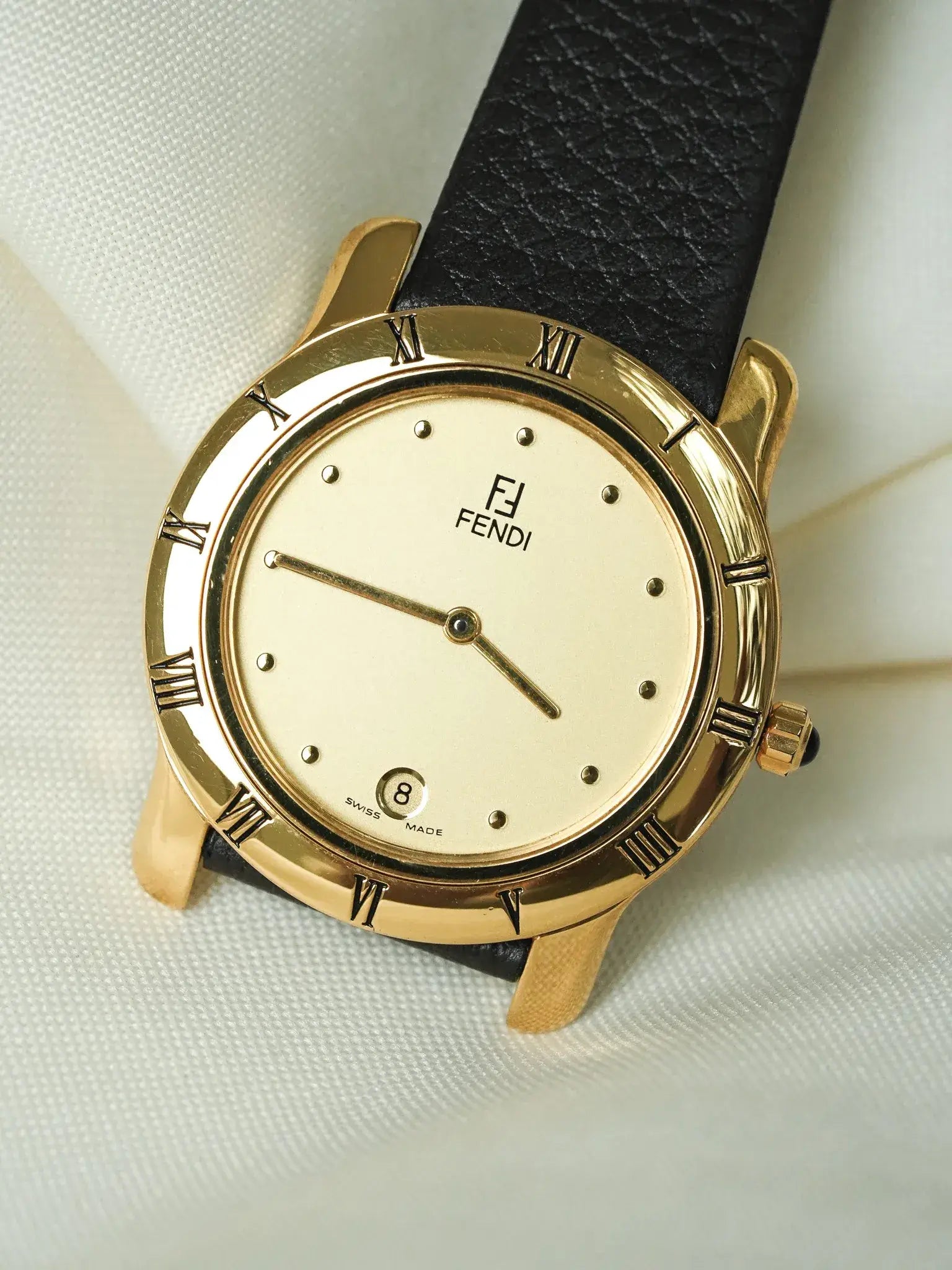 Fendi - Plaqué or Date 6h Cabochon 34mm - 1990s - Atelier Victor